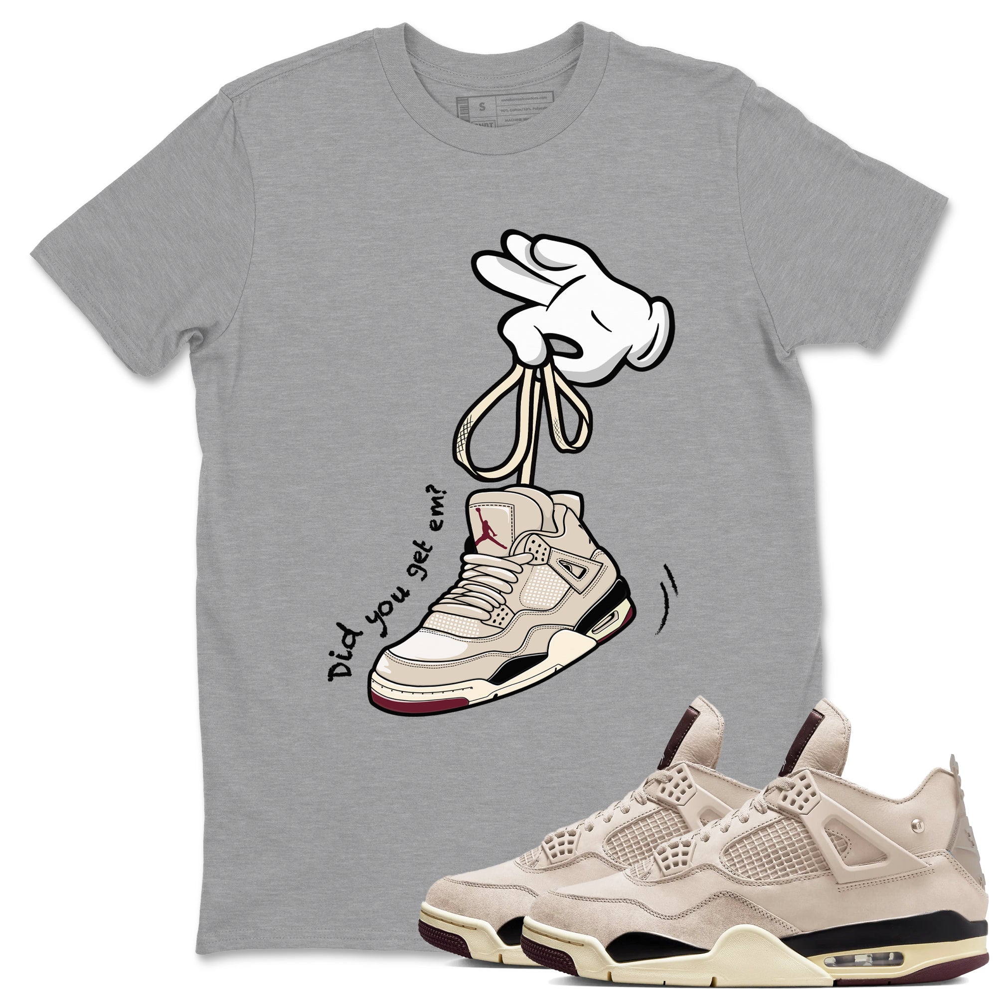Cartoon Hands snkmatch Tees - Air Jordan 4 A Ma Maniere x Fossil Stone
