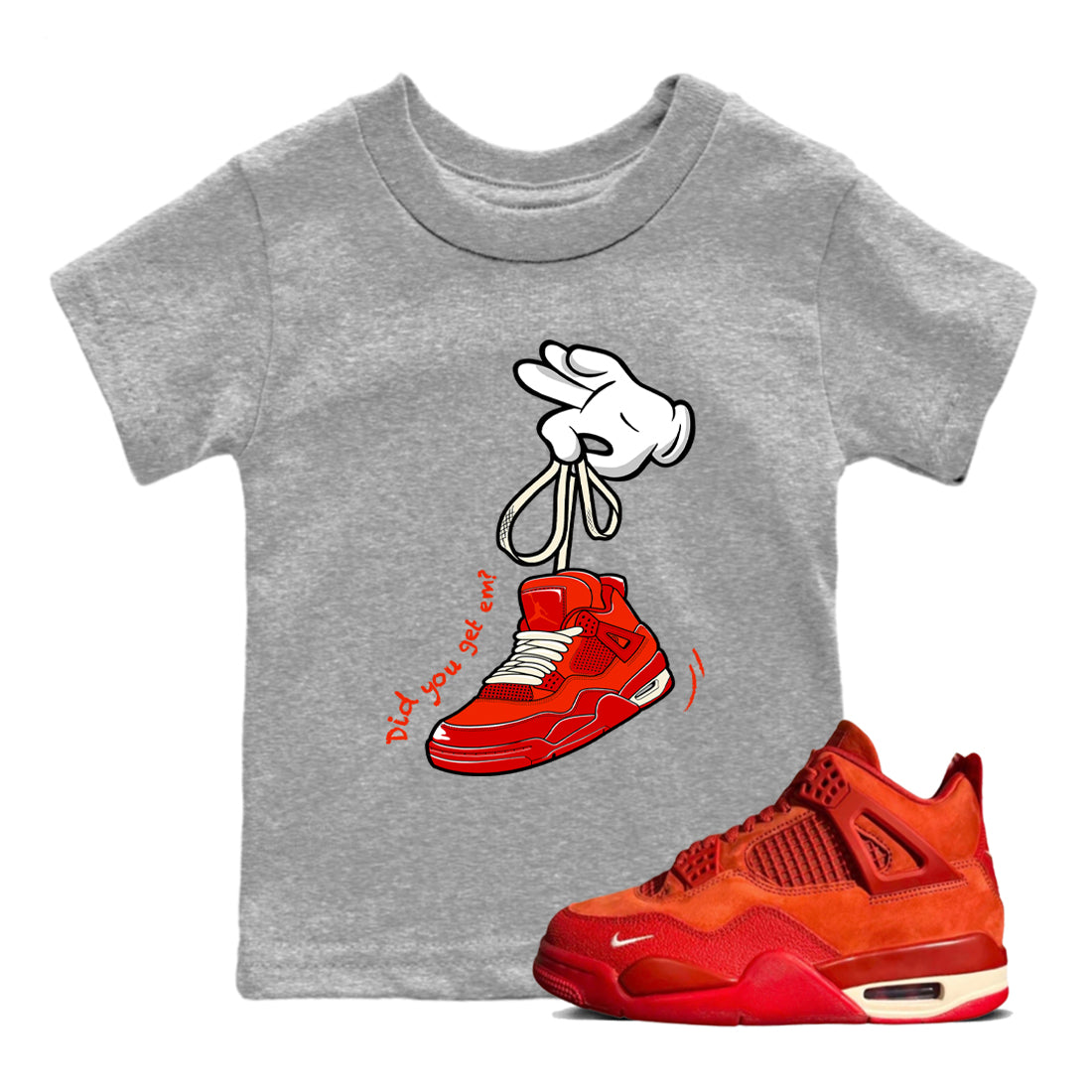 Cartoon Hands snkmatch Tees Kids - Air Jordan 4 Brick By Brick