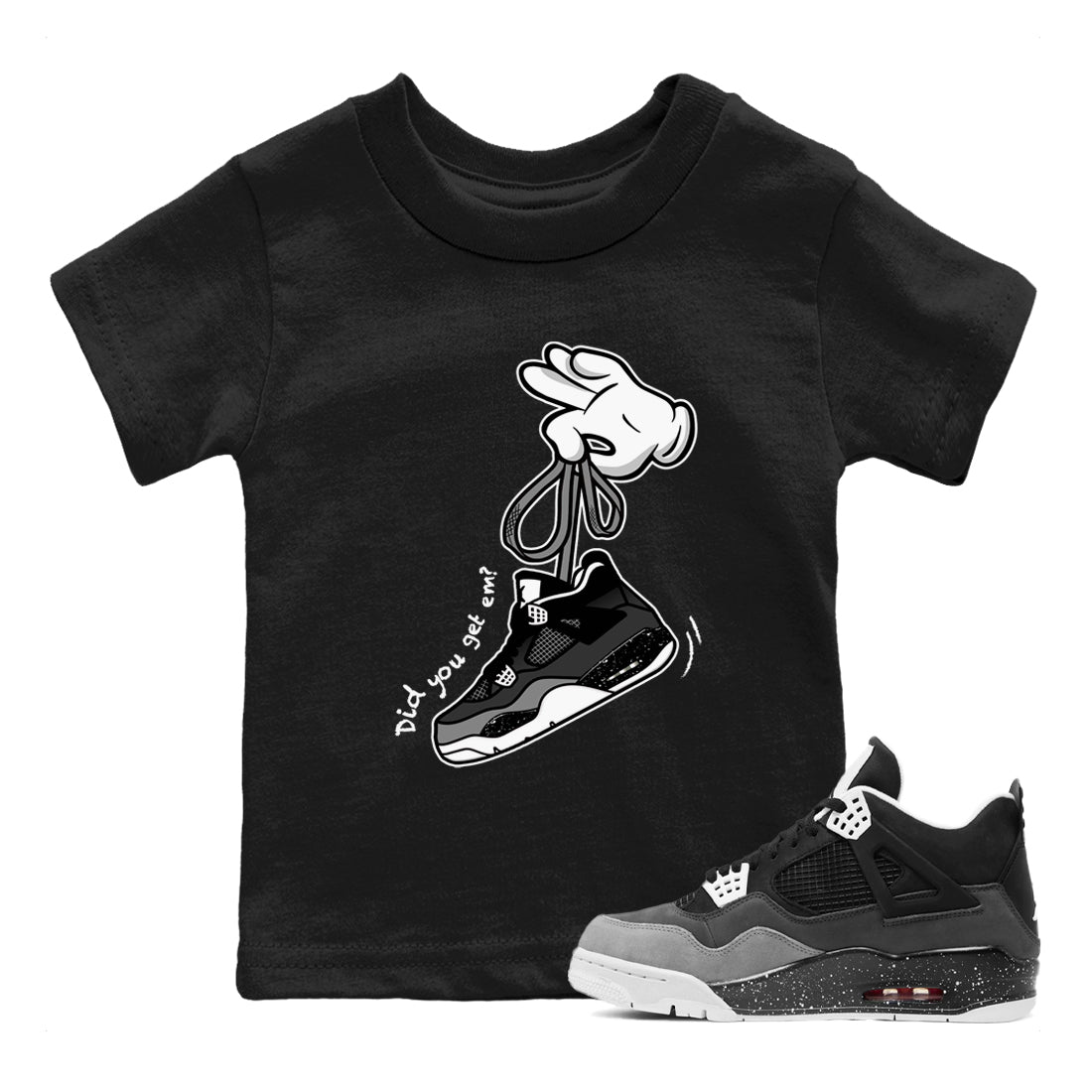 Cartoon Hands snkmatch Tees Kids - Air Jordan 4 Fear