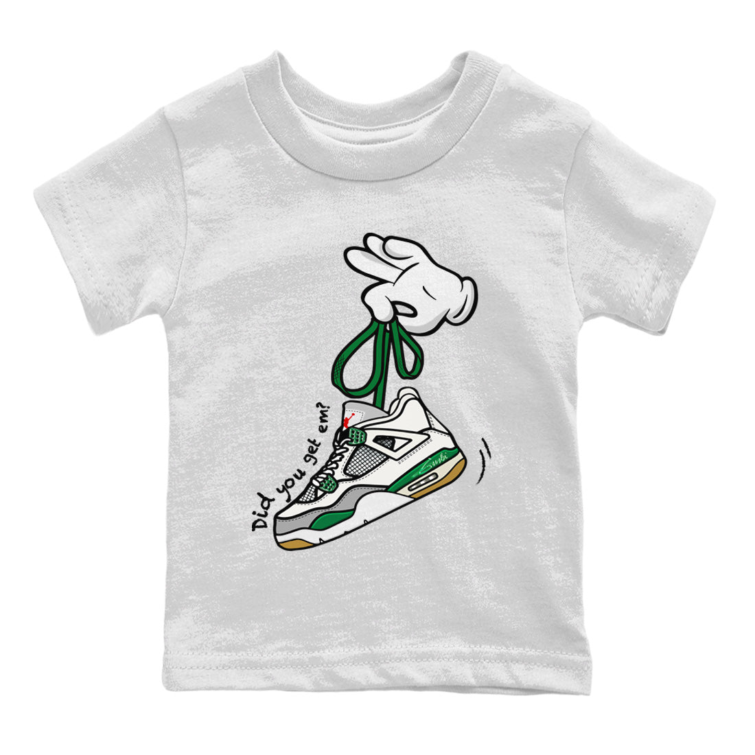 Cartoon Hands Kids Tops - Air Jordan 4 Pine Green SB