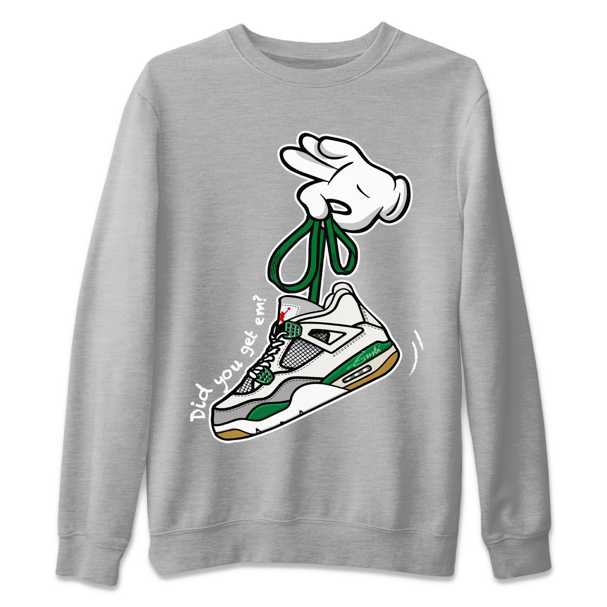 Cartoon Hands Unisex Tops - Air Jordan 4 Pine Green