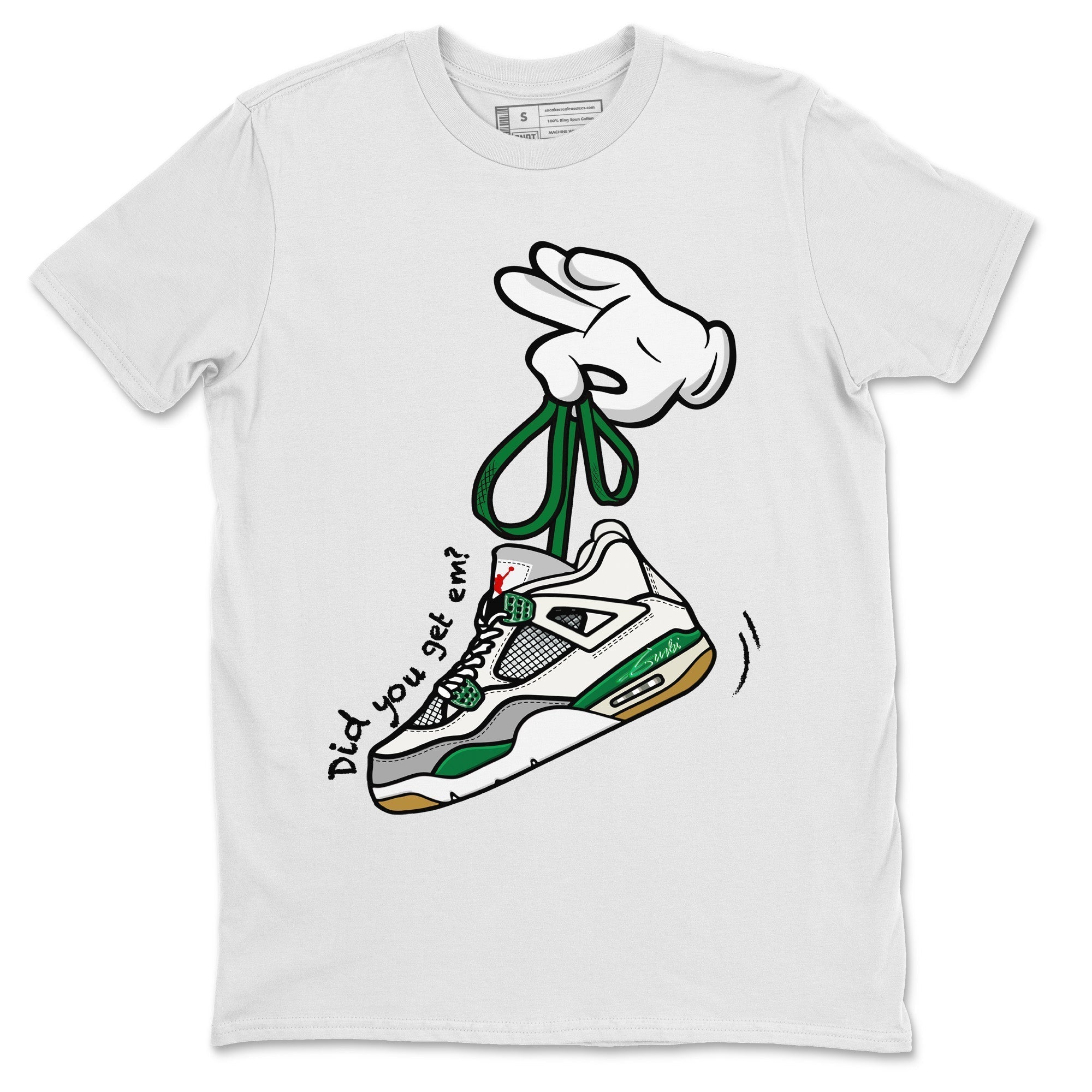 Cartoon Hands Unisex Tops - Air Jordan 4 Pine Green SB