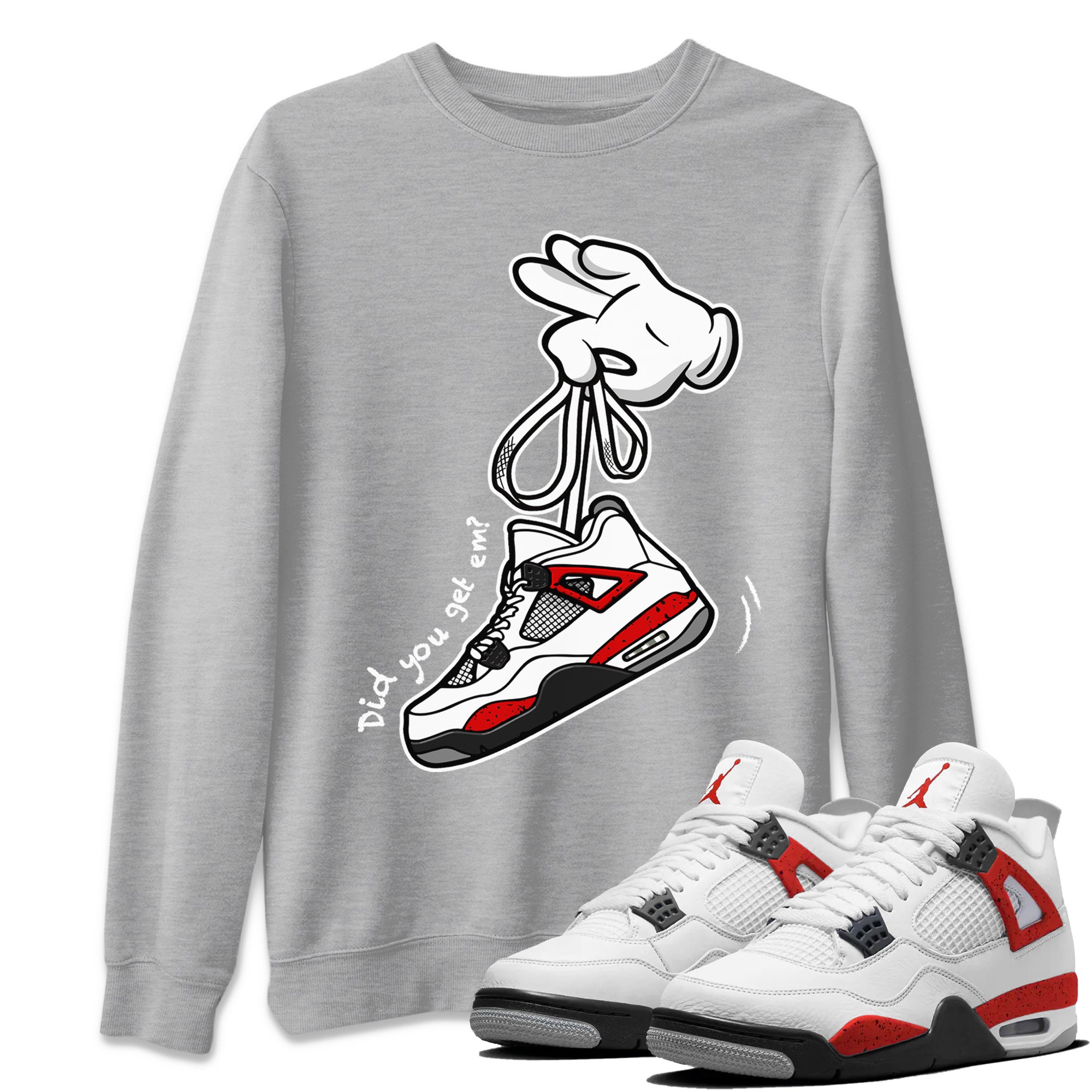 Cartoon Hands Unisex Tops - Air Jordan 4 Red Cement