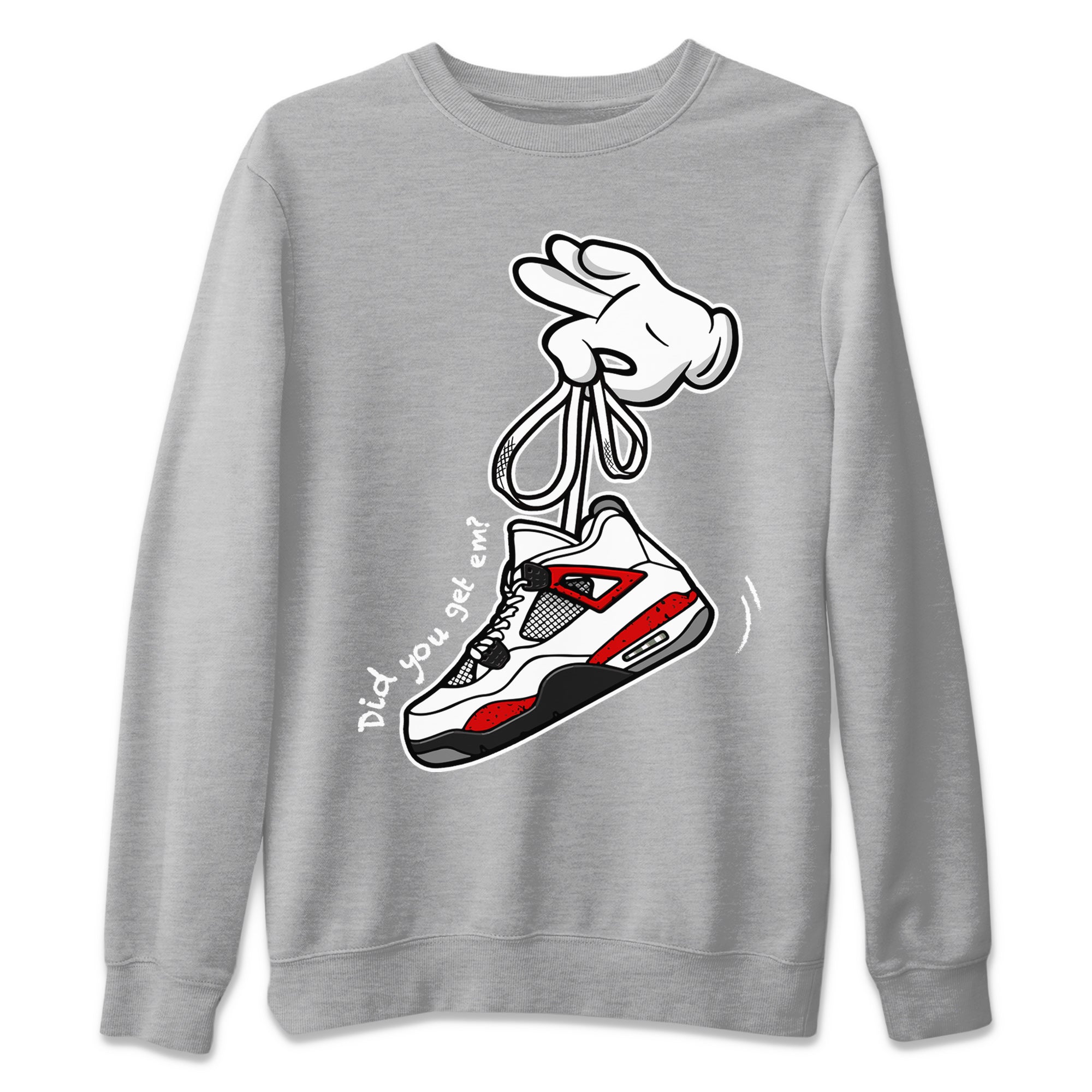 Cartoon Hands Unisex Tops - Air Jordan 4 Red Cement