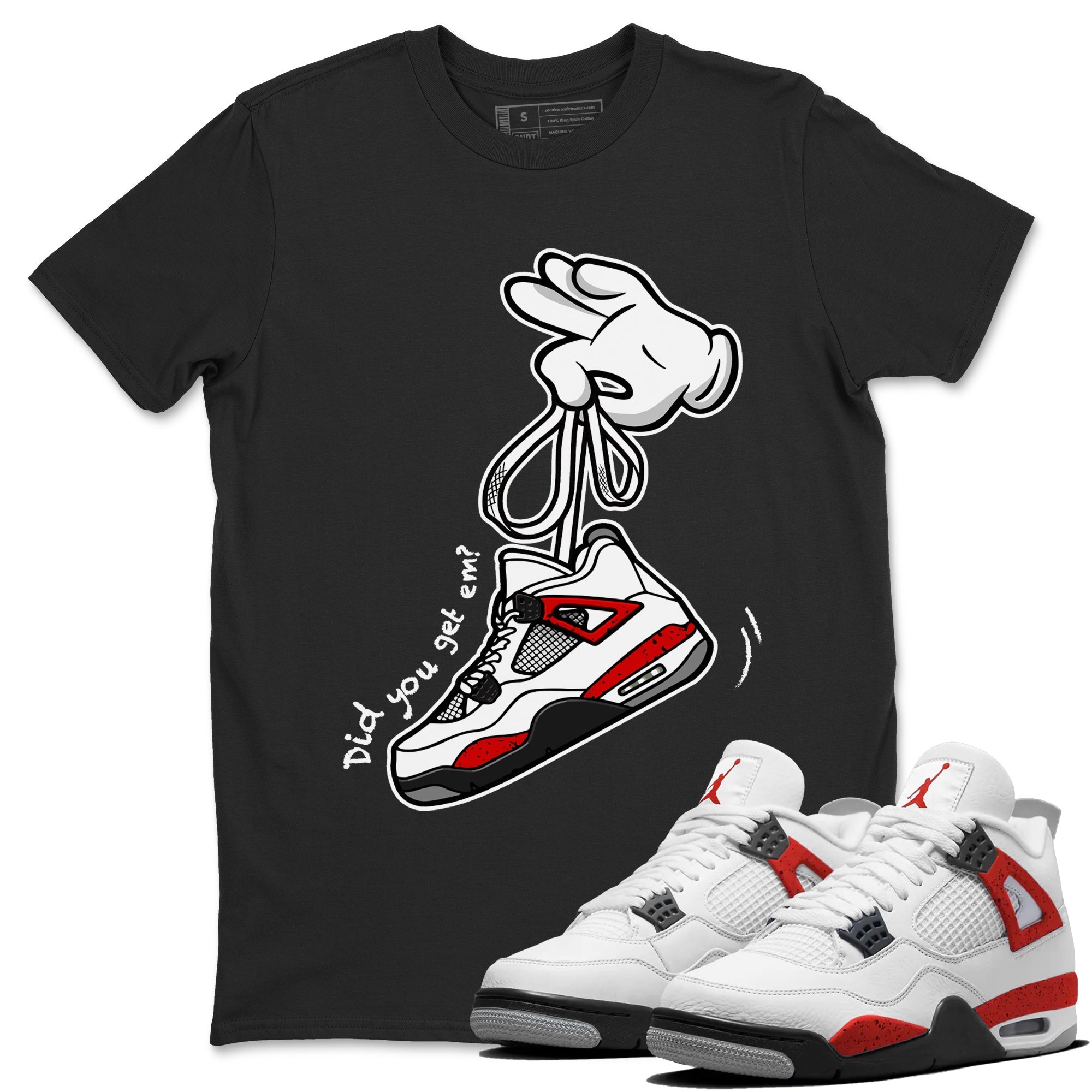 Cartoon Hands Unisex Tops - Air Jordan 4 Red Cement