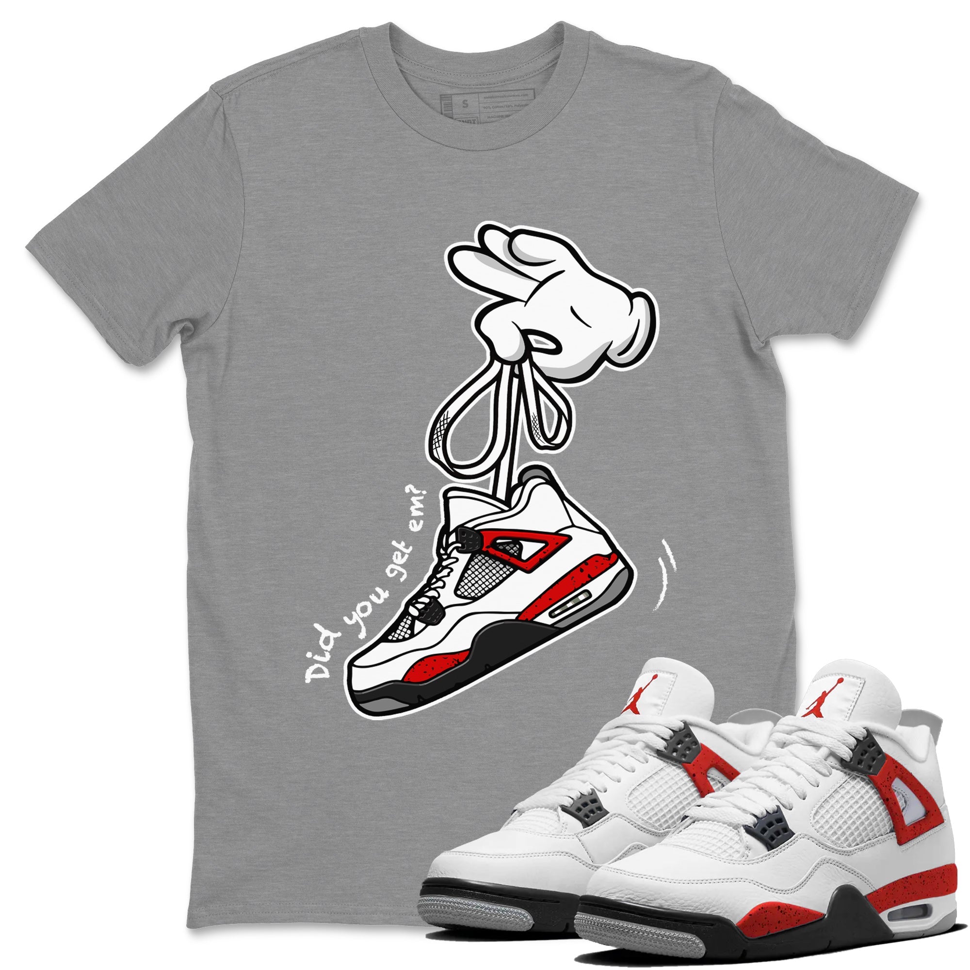 Cartoon Hands Unisex Tops - Air Jordan 4 Red Cement