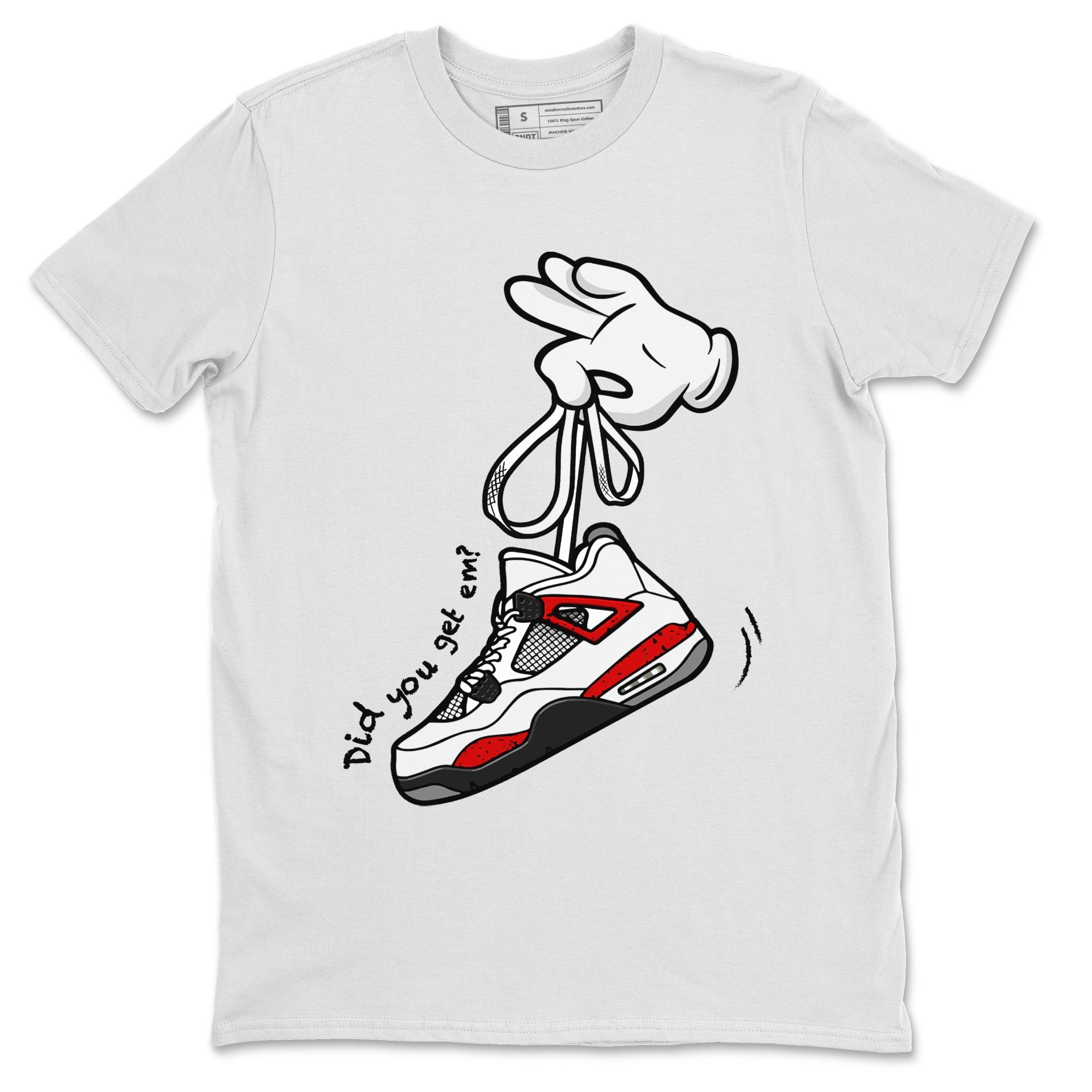 Cartoon Hands Unisex Tops - Air Jordan 4 Red Cement
