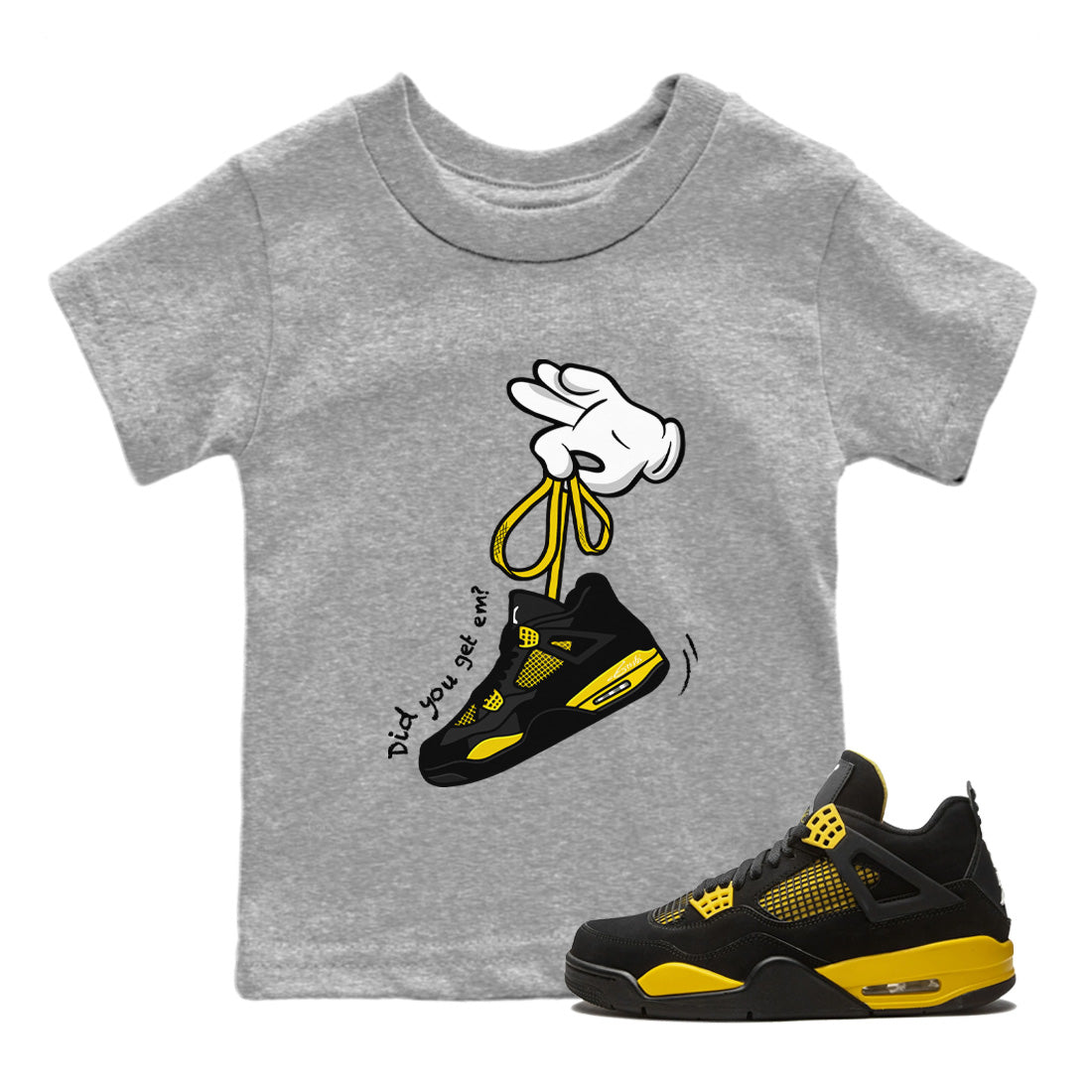 Cartoon Hands Kids Tops - Air Jordan 4 Thunder