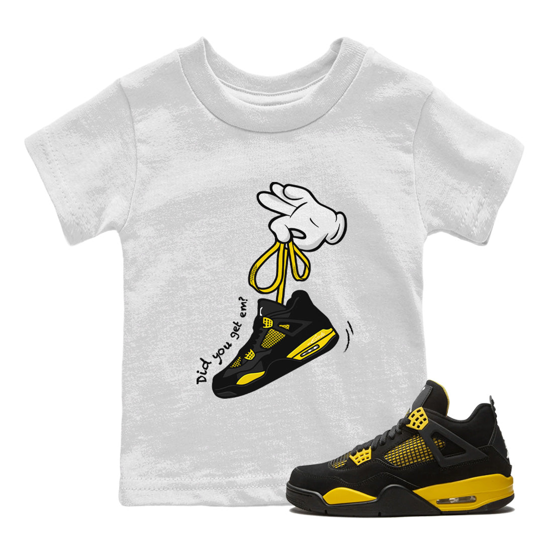 Cartoon Hands Kids Tops - Air Jordan 4 Thunder
