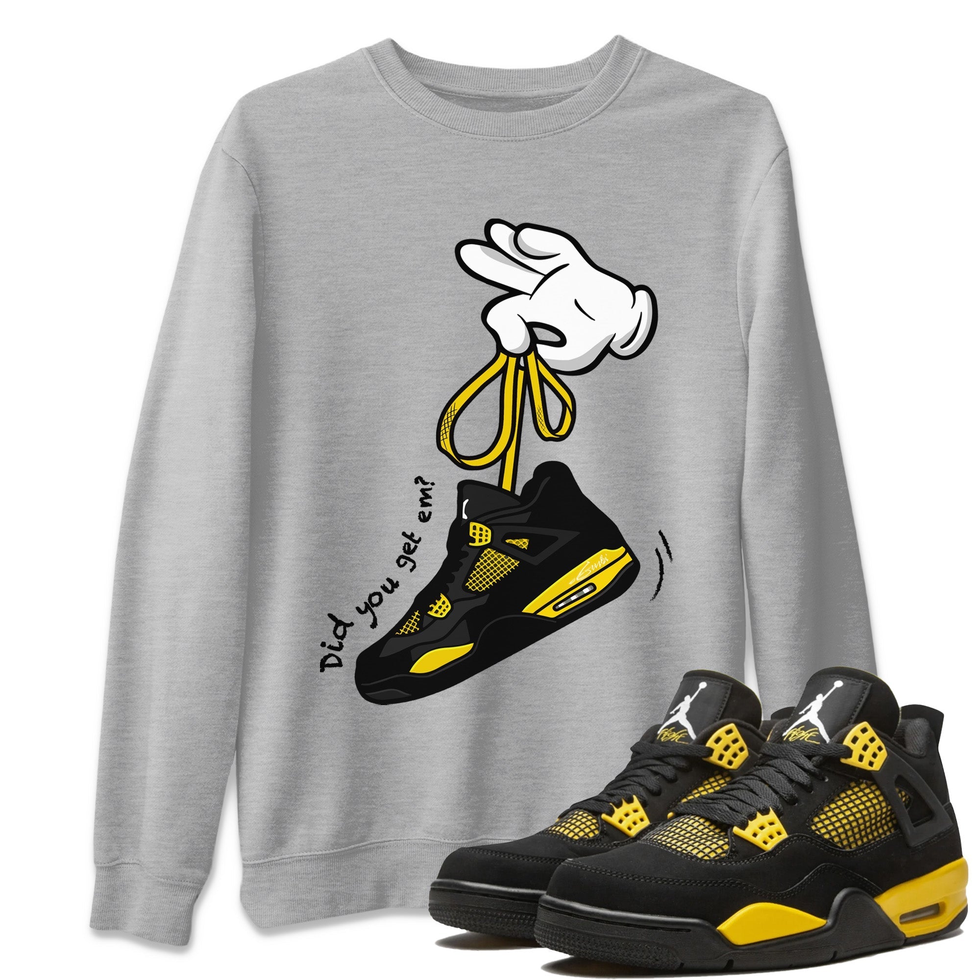 Cartoon Hands Unisex Tops - Air Jordan 4 Thunder