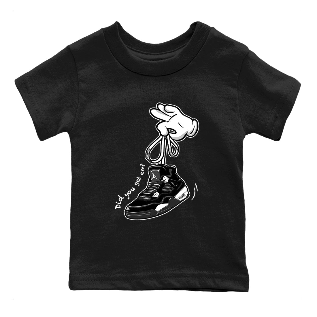 Cartoon Hands snkmatch Tees Kids - Air Jordan 4 White Thunder