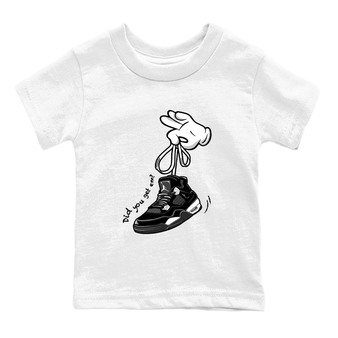 Cartoon Hands snkmatch Tees Kids - Air Jordan 4 White Thunder