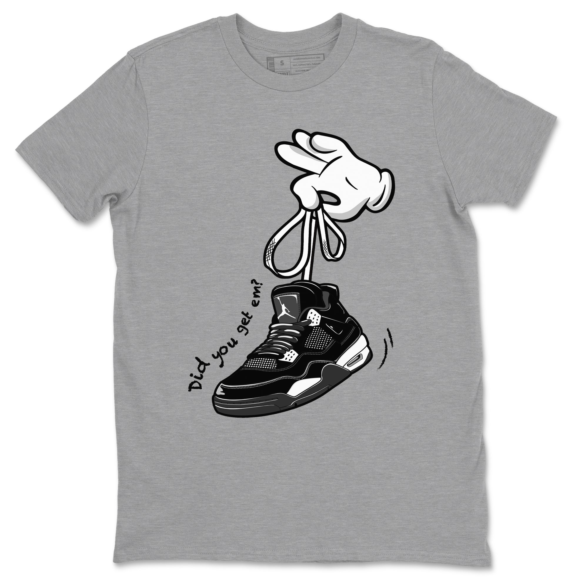 Cartoon Hands snkmatch Tees - Air Jordan 4 White Thunder