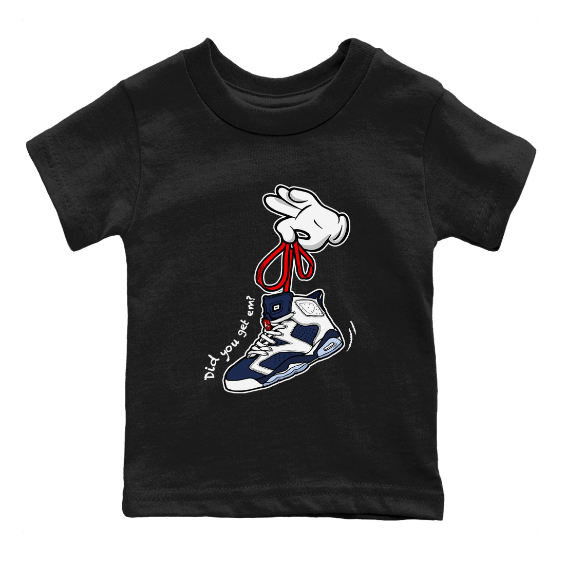 Cartoon Hands snkmatch Tees Kids - Air Jordan 6 White And Midnight Navy