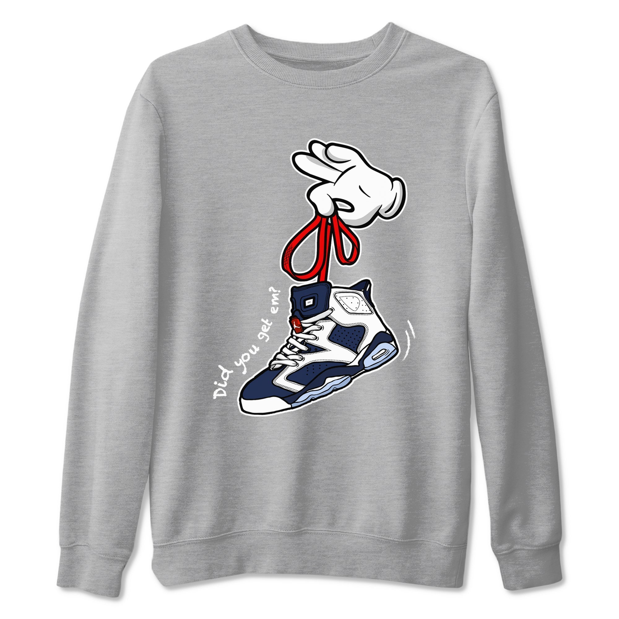 Cartoon Hands snkmatch Tees - Air Jordan 6 White And Midnight Navy