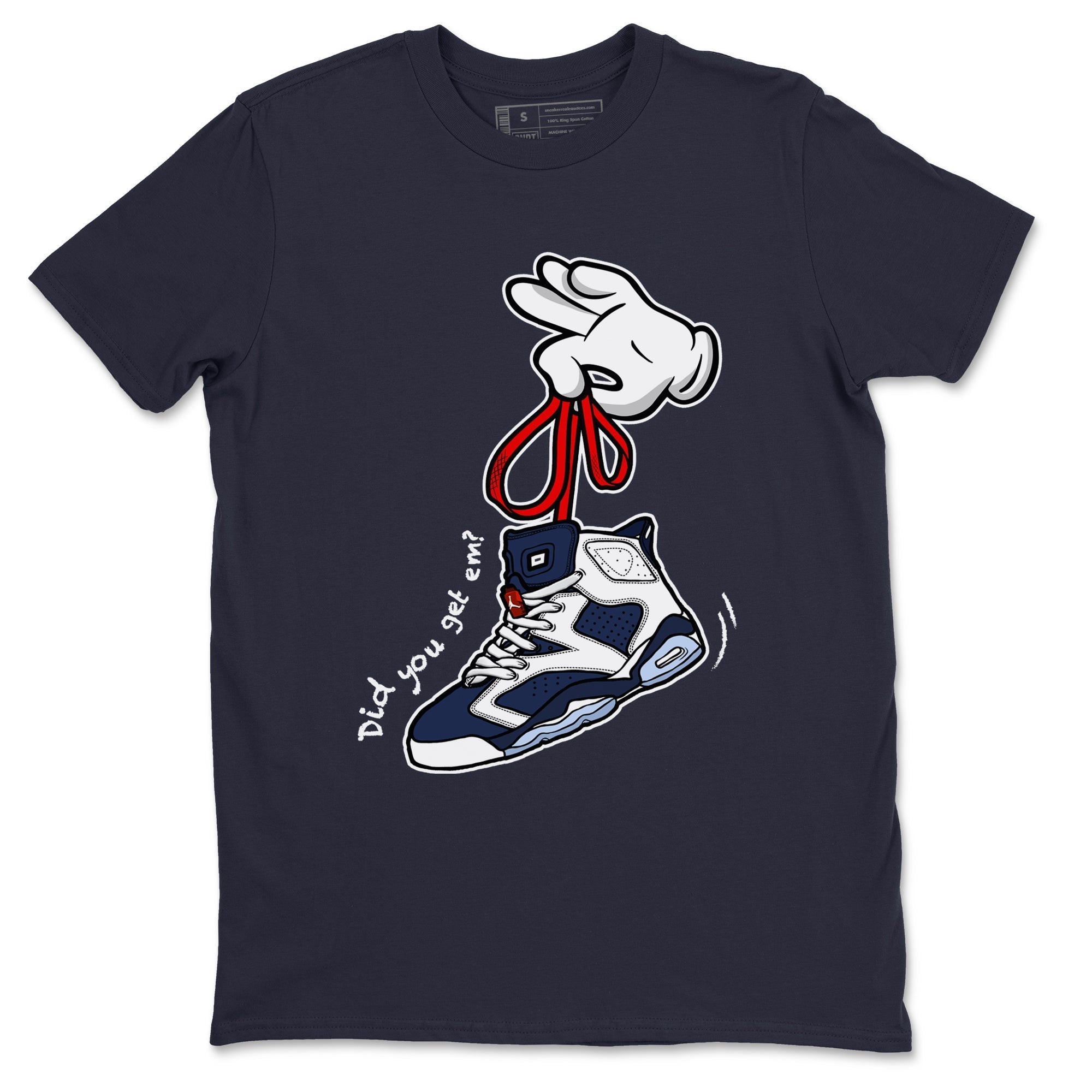 Cartoon Hands snkmatch Tees - Air Jordan 6 White And Midnight Navy