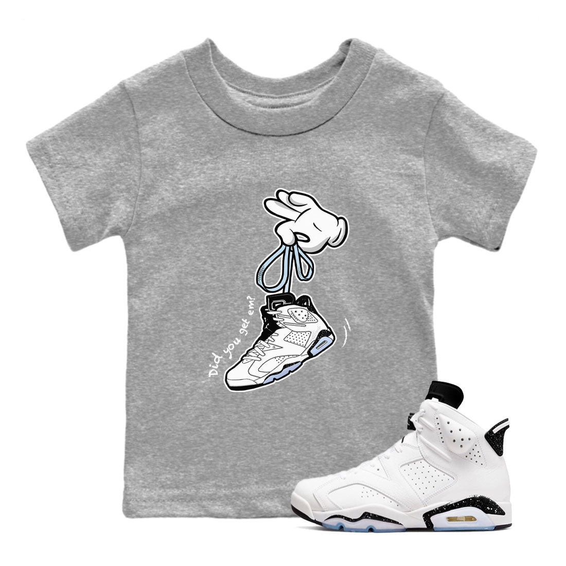 Cartoon Hands snkmatch Tees Kids - Air Jordan 6 White Black