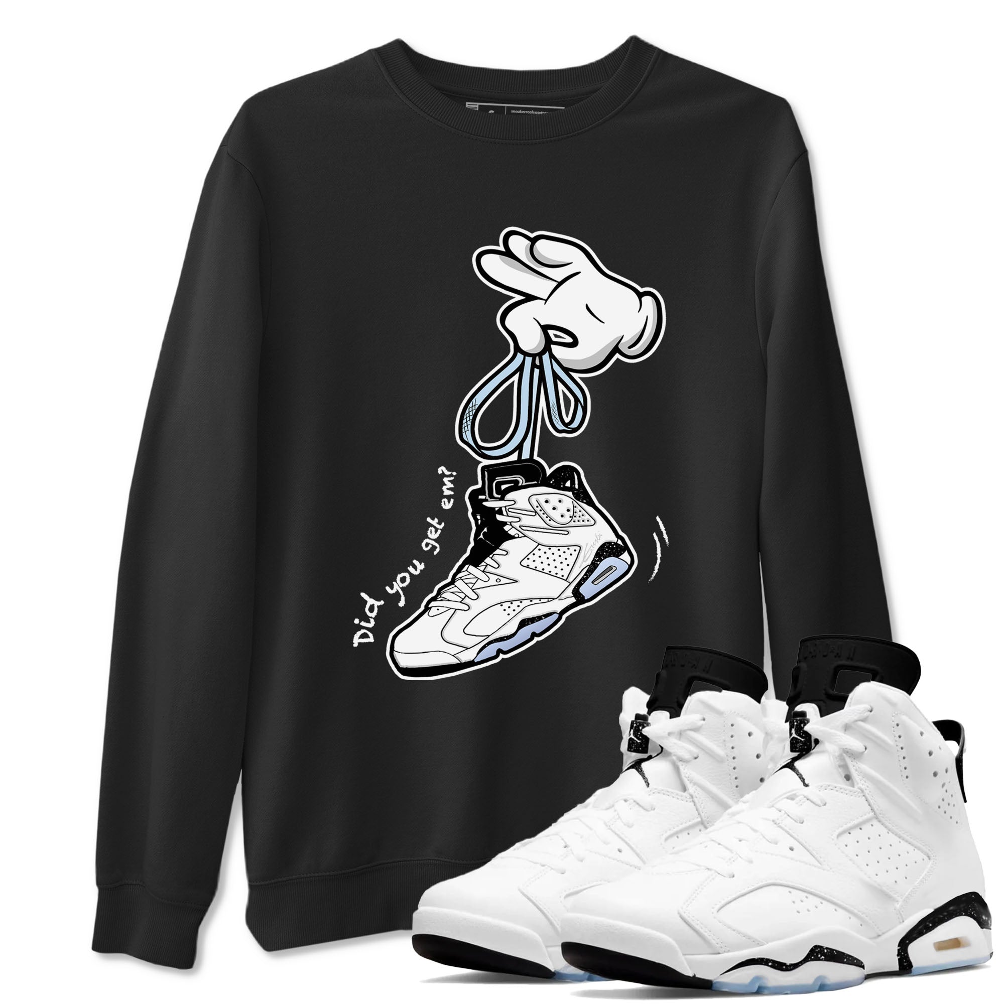 Cartoon Hands snkmatch Tees - Air Jordan 6 White Black