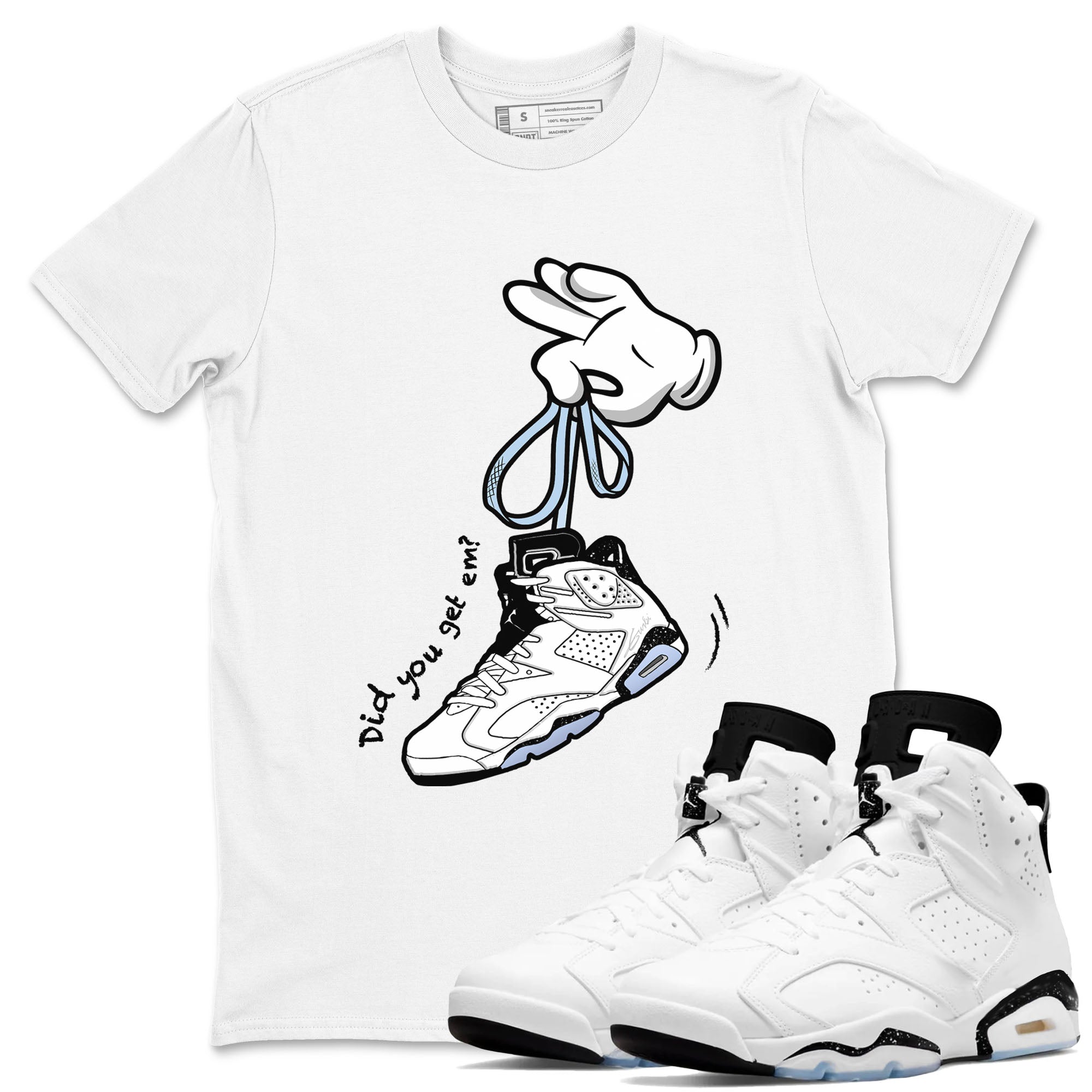 Cartoon Hands snkmatch Tees - Air Jordan 6 White Black