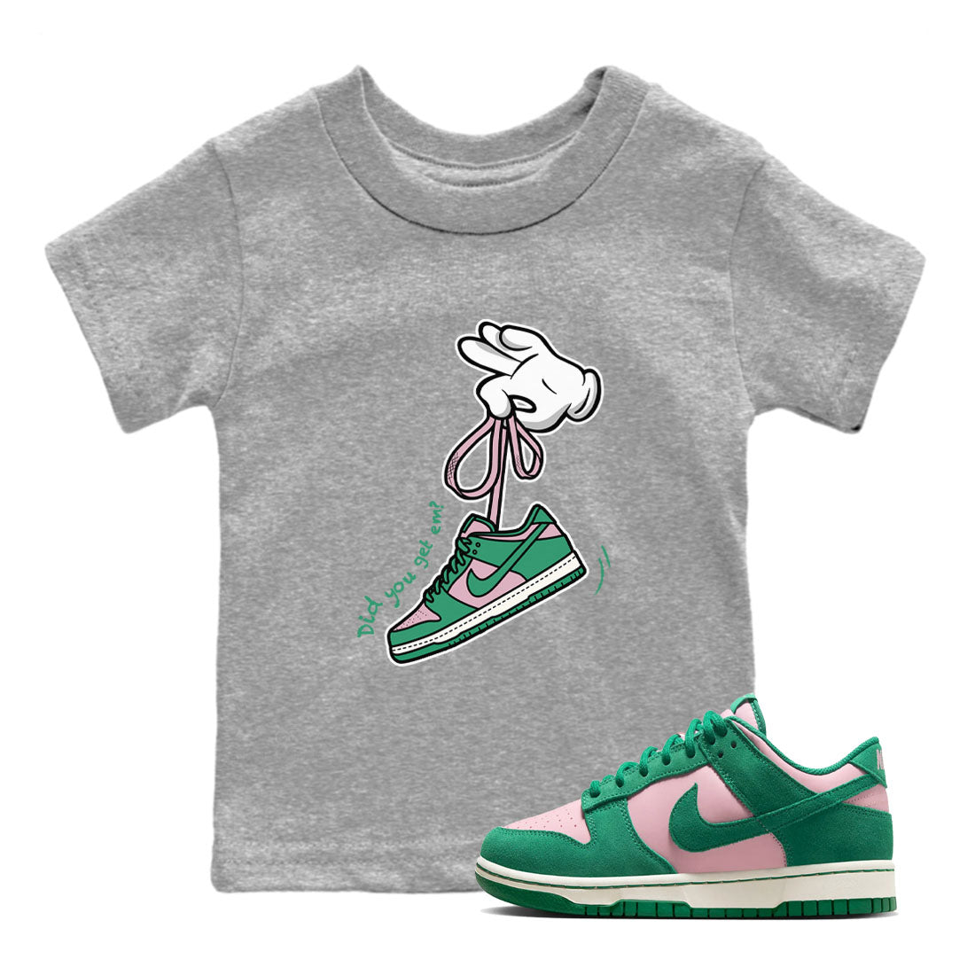 Cartoon Hands snkmatch Tees Kids - Dunk Medium Soft Pink Malachite