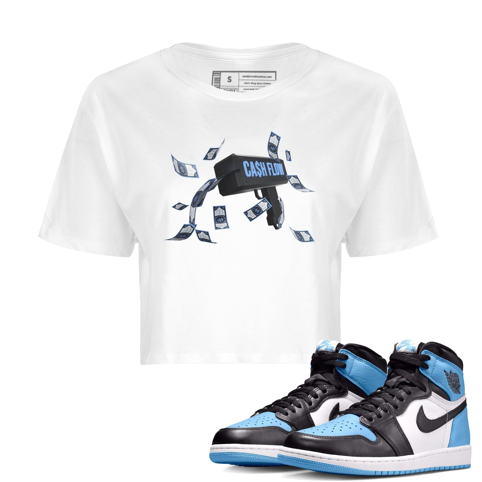 Cash Flow Women's Tops - Air Jordan 1 UNC Toe