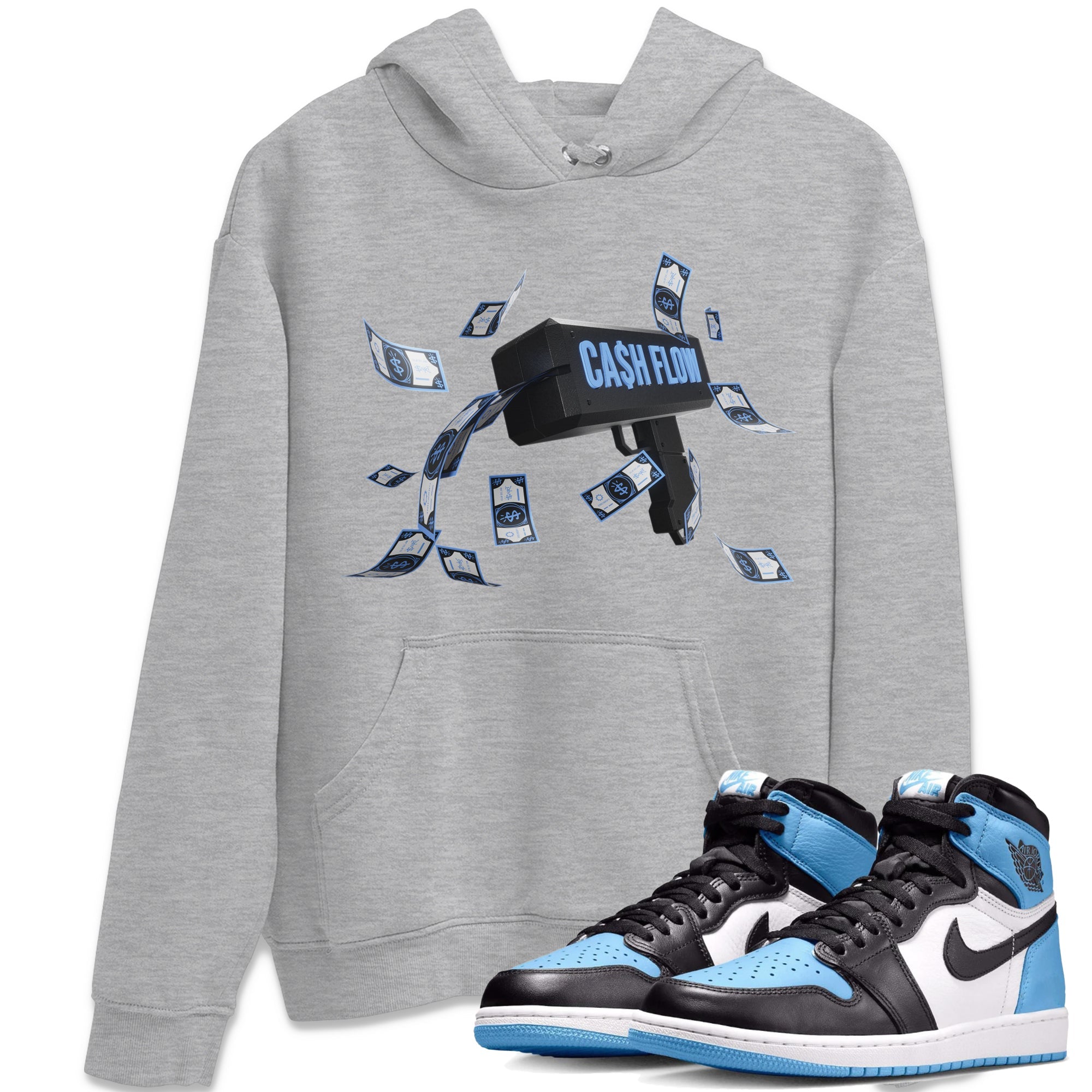 Cash Flow Unisex Tops - Air Jordan 1 UNC Toe