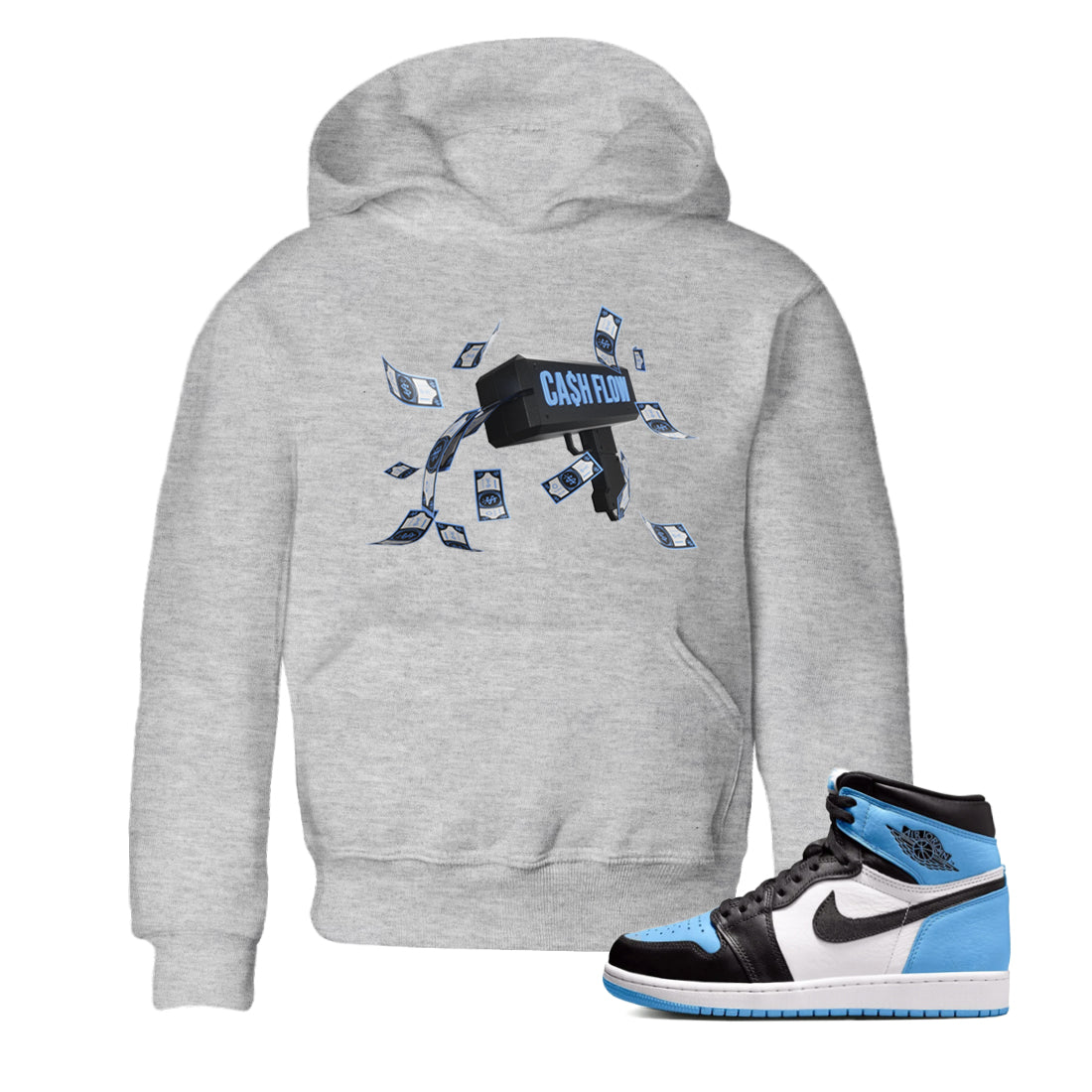 Cash Flow Kids Tops - Air Jordan 1 UNC Toe