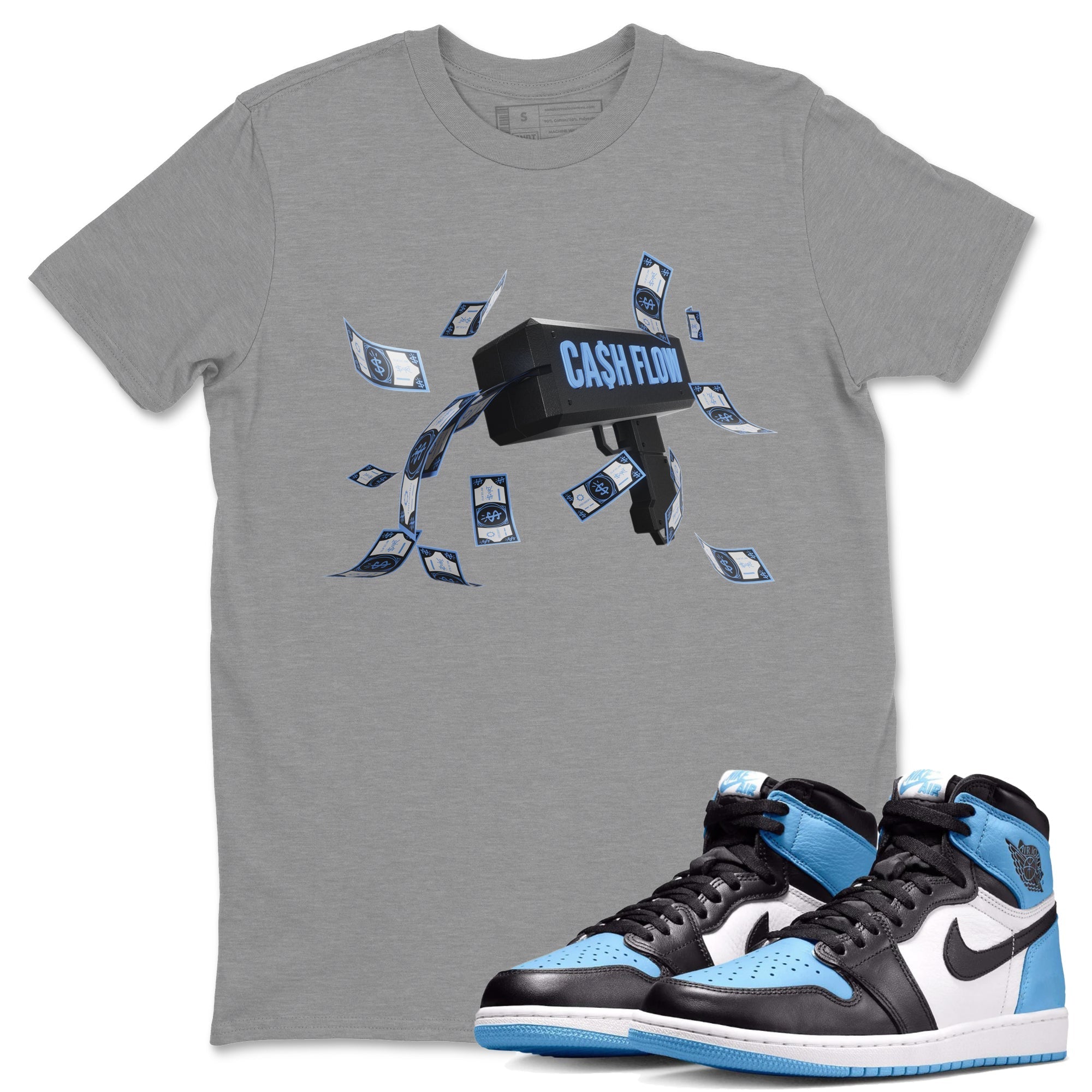 Cash Flow Unisex Tops - Air Jordan 1 UNC Toe