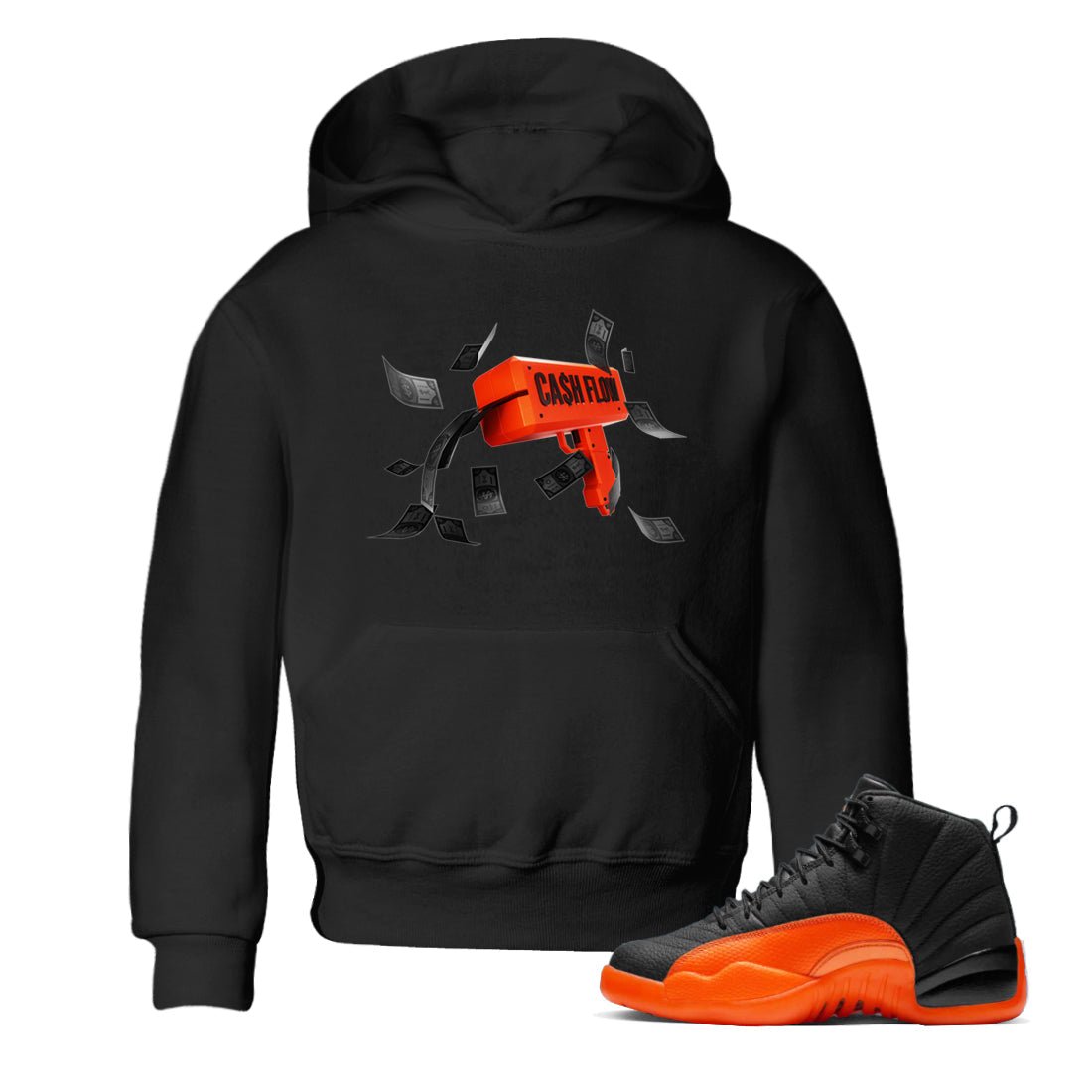 Cash Flow Kids Tops - Air Jordan 12 Brilliant Orange