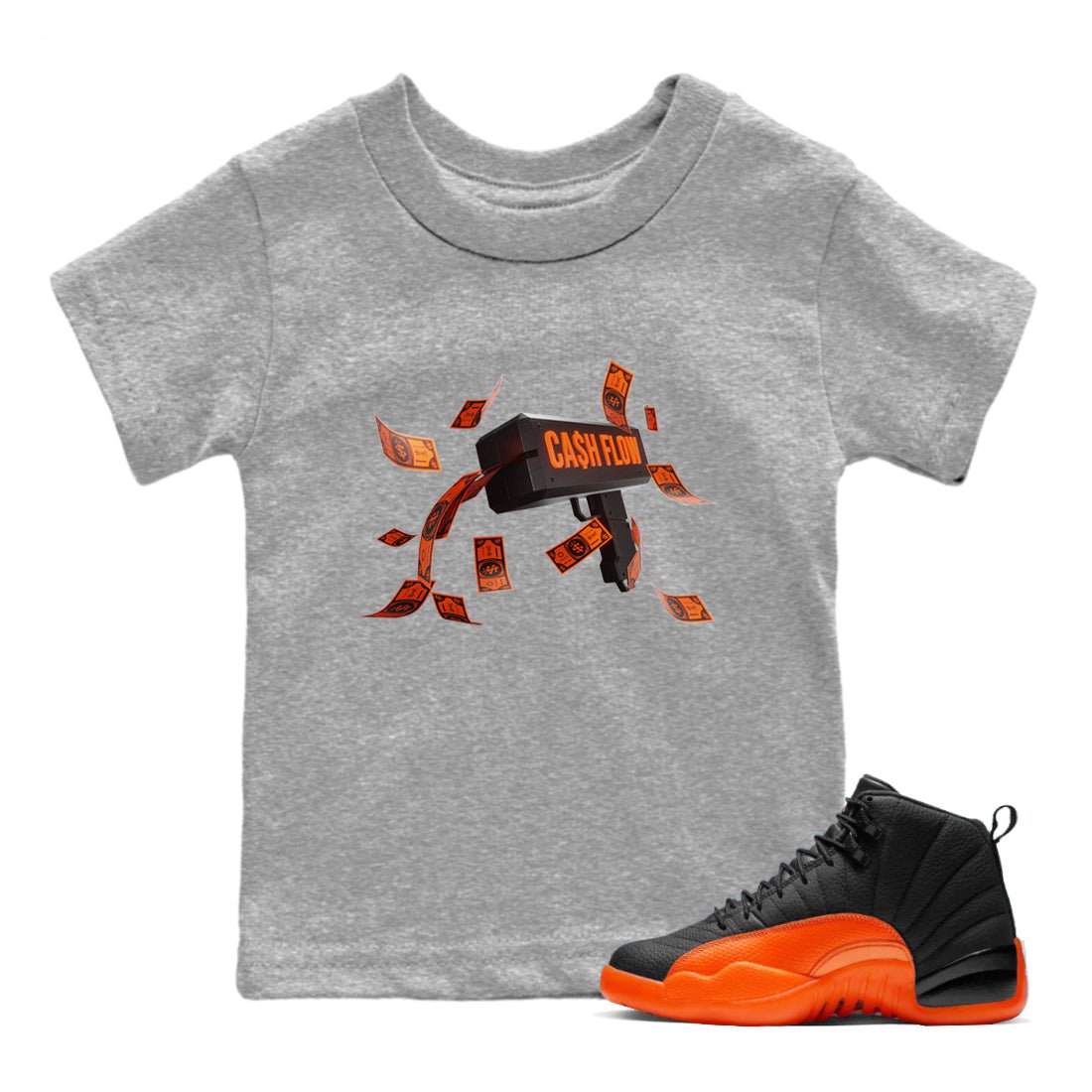 Cash Flow Kids Tops - Air Jordan 12 Brilliant Orange