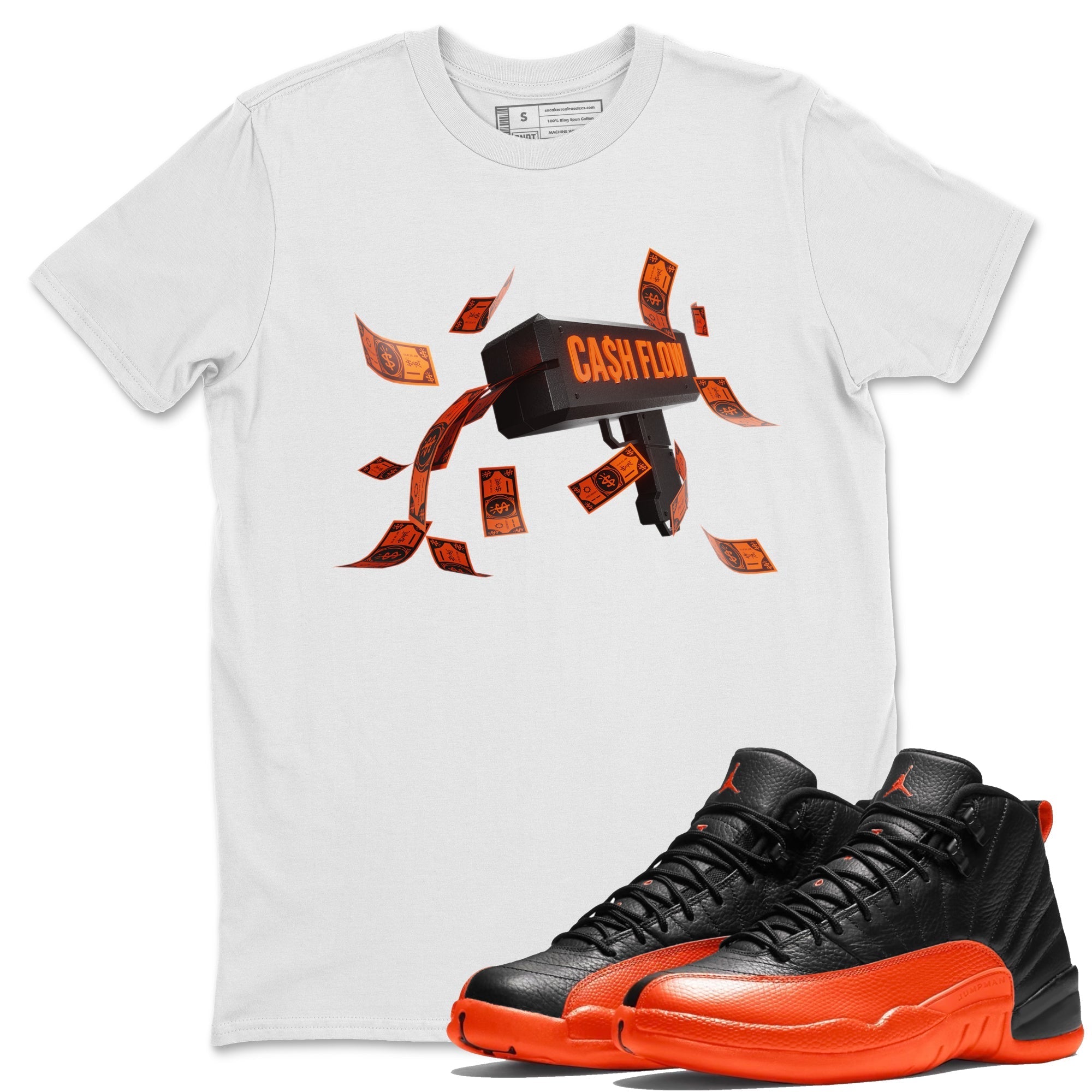 Cash Flow Unisex Tops - Air Jordan 12 Brilliant Orange