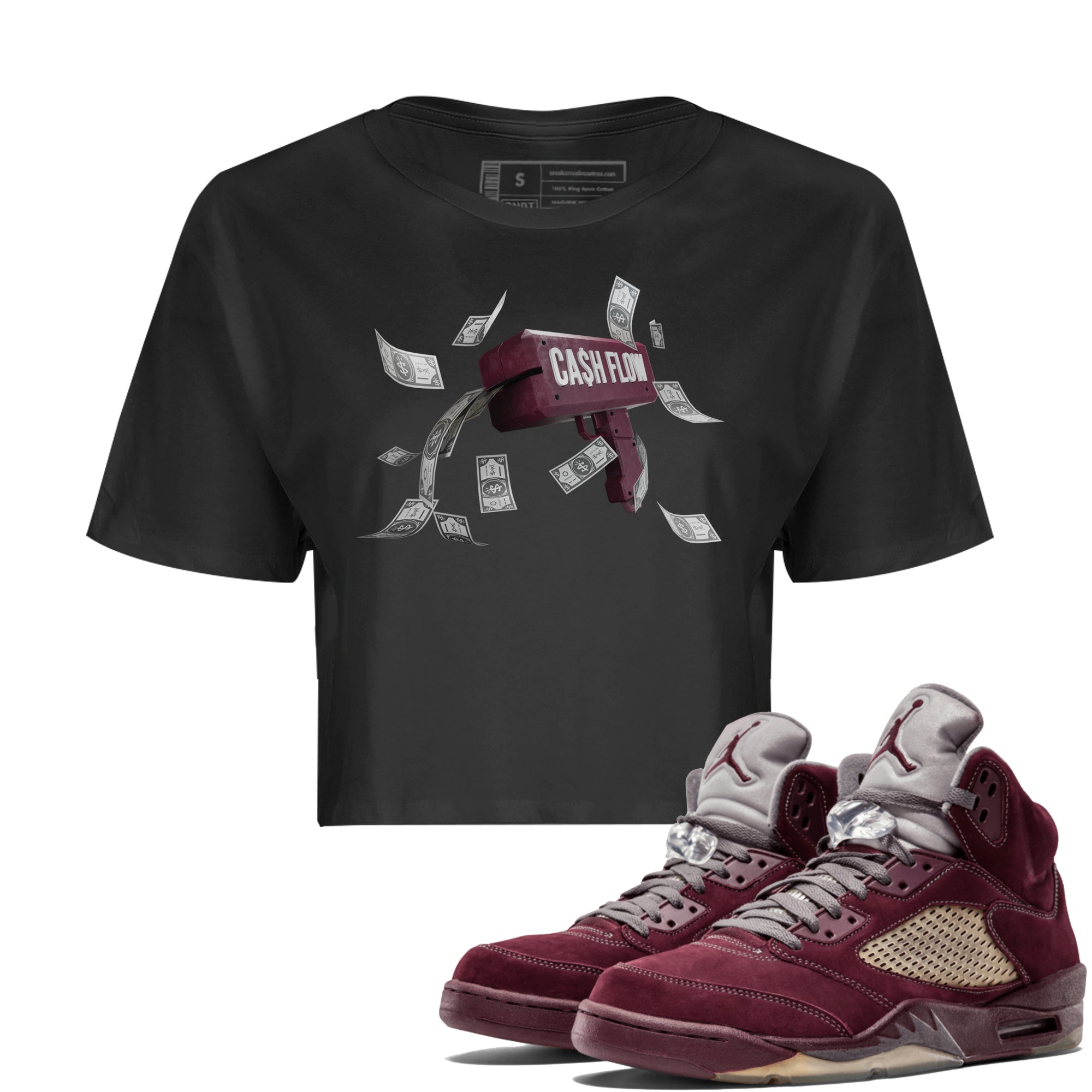 Cash Flow Women's Tops - Air Jordan 5 Burgundy