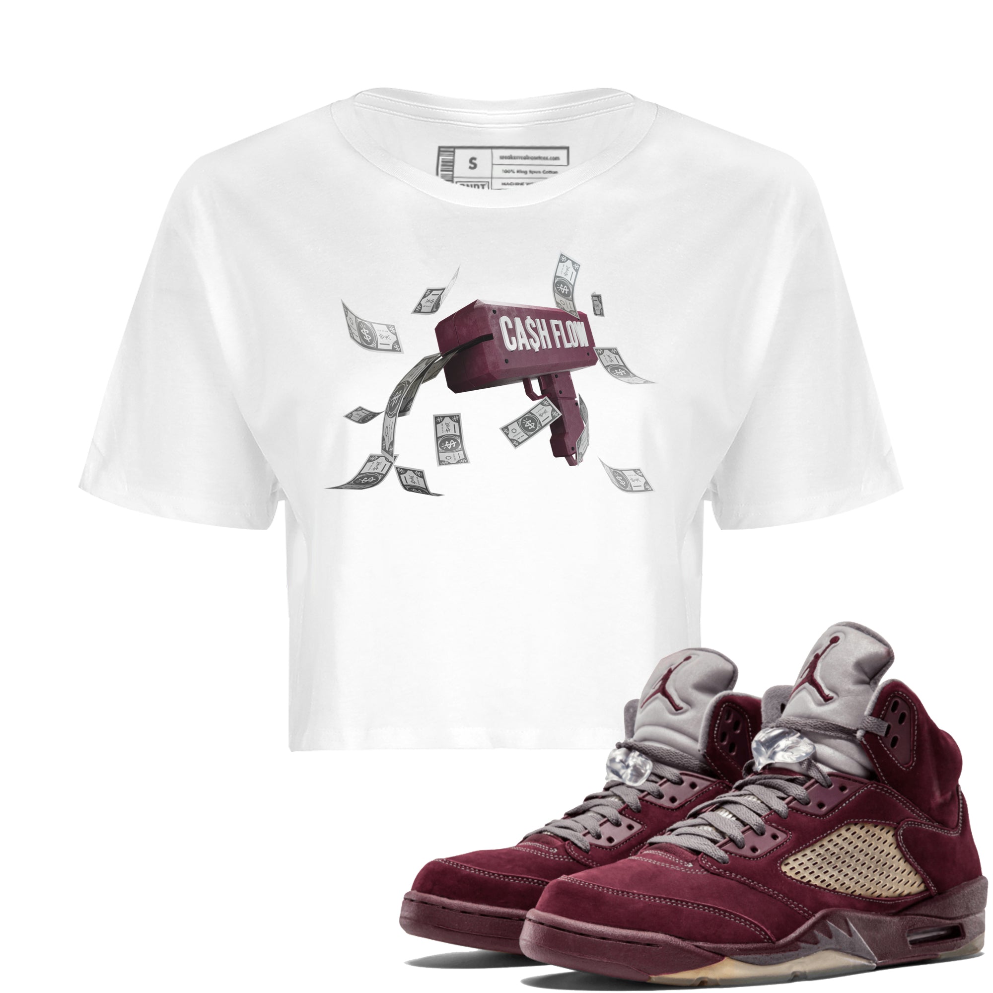Cash Flow Women's Tops - Air Jordan 5 Burgundy
