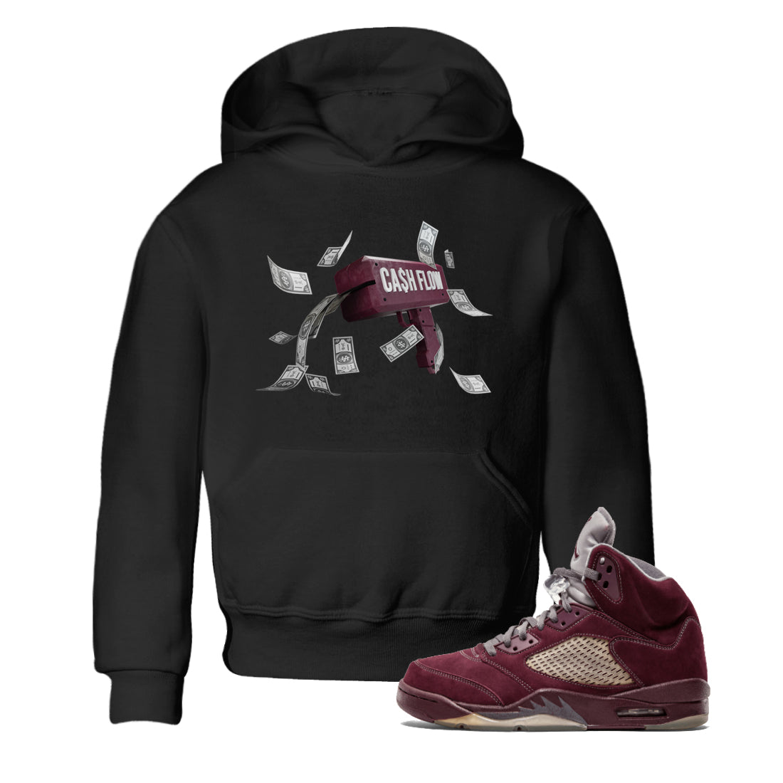 Cash Flow Kids Tops - Air Jordan 5 Burgundy