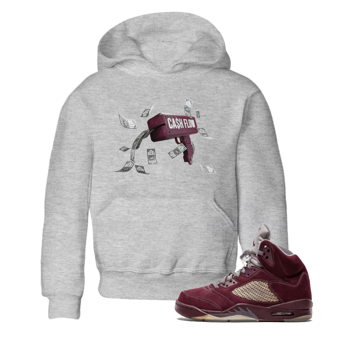 Cash Flow Kids Tops - Air Jordan 5 Burgundy