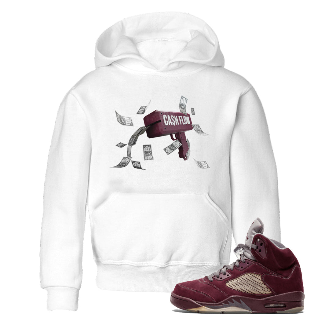 Cash Flow Kids Tops - Air Jordan 5 Burgundy