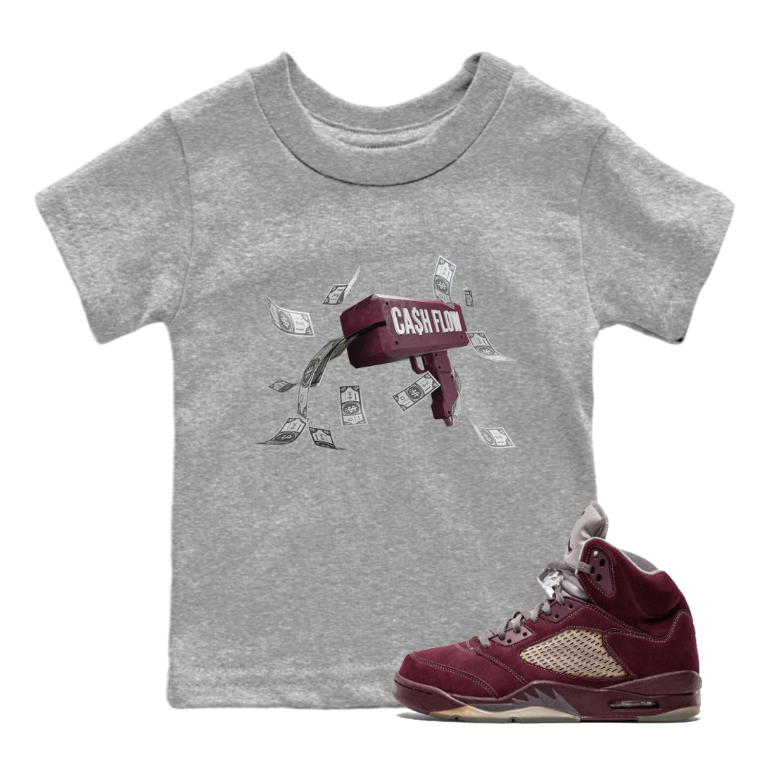 Cash Flow Kids Tops - Air Jordan 5 Burgundy