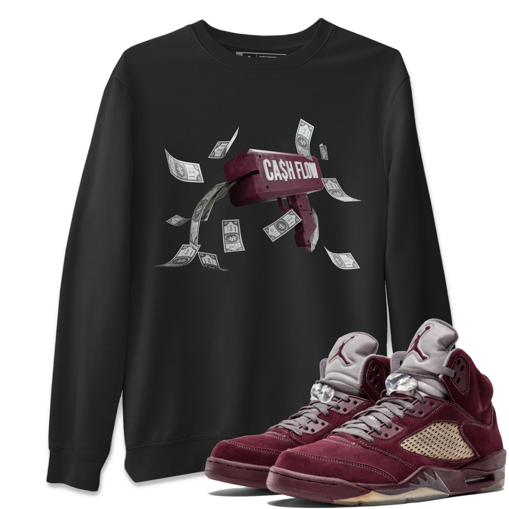 Cash Flow Unisex Tops - Air Jordan 5 Burgundy