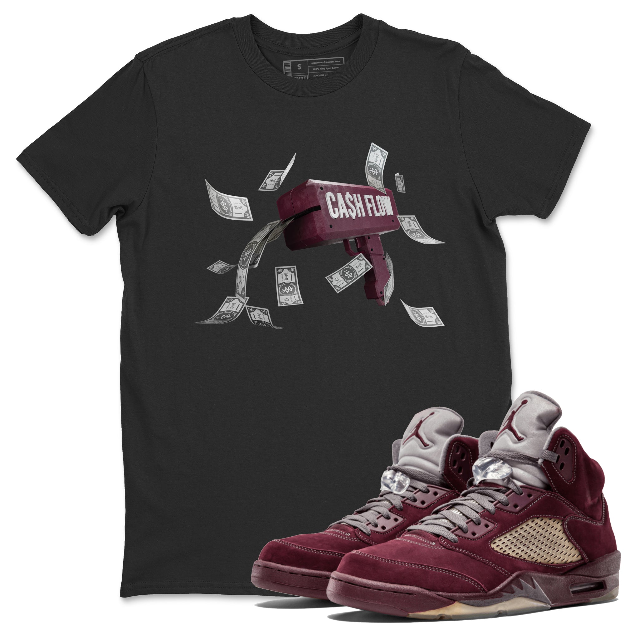 Cash Flow Unisex Tops - Air Jordan 5 Burgundy