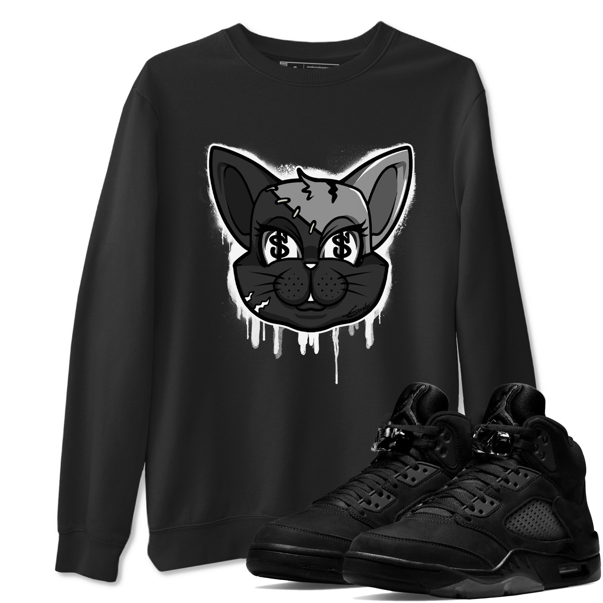 Cat Face snkmatch Tees - Air Jordan 5 Black Cat