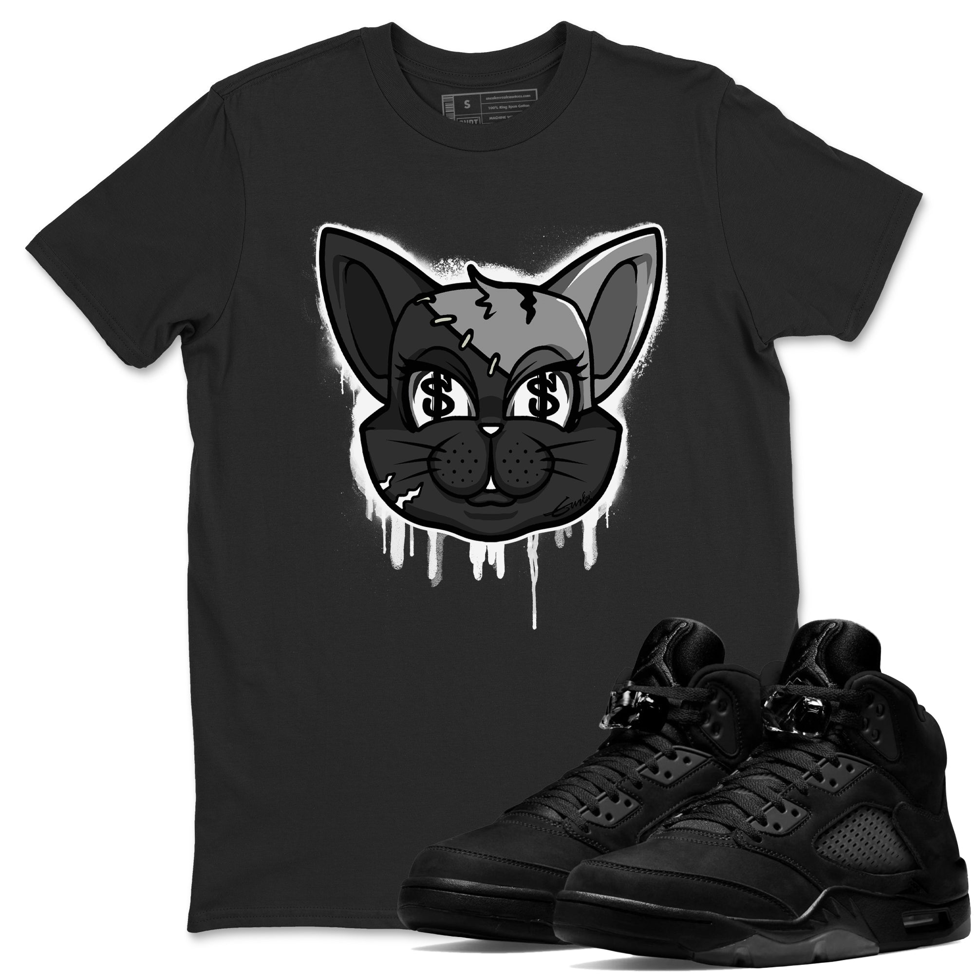Cat Face snkmatch Tees - Air Jordan 5 Black Cat