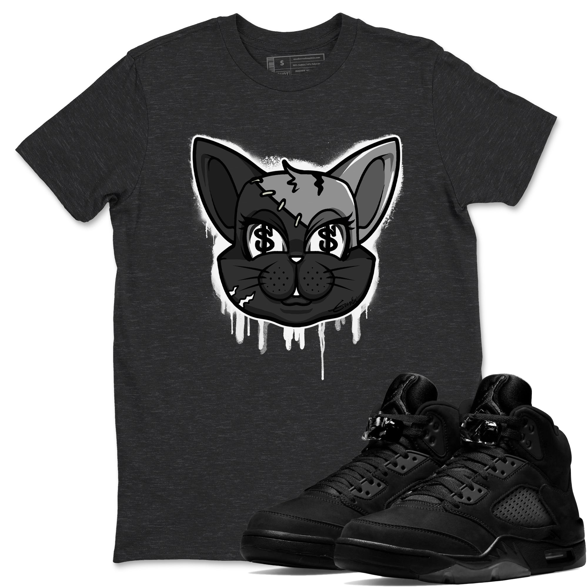 Cat Face snkmatch Tees - Air Jordan 5 Black Cat