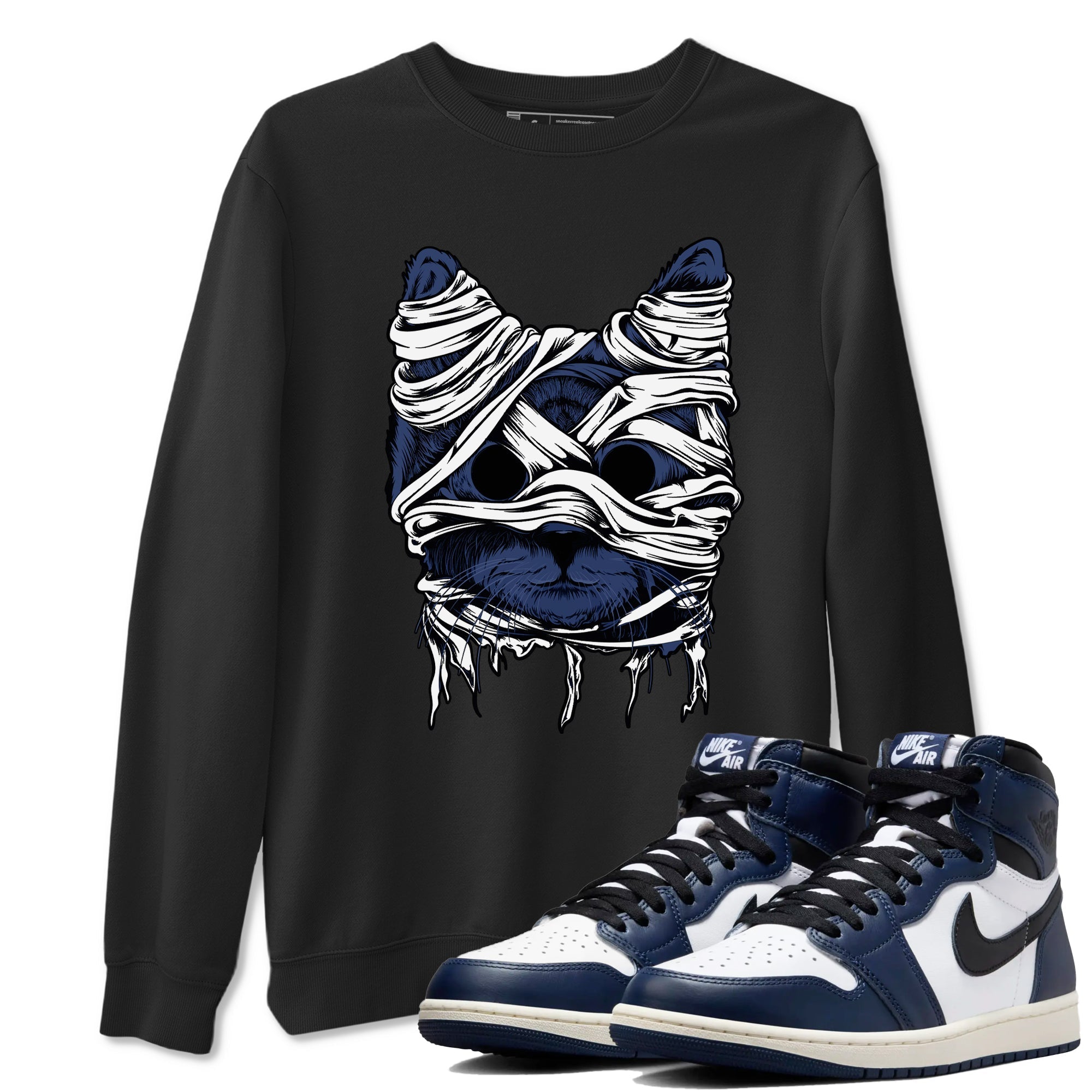 Cat Mummy snkmatch Tees - Air Jordan 1 Midnight Navy