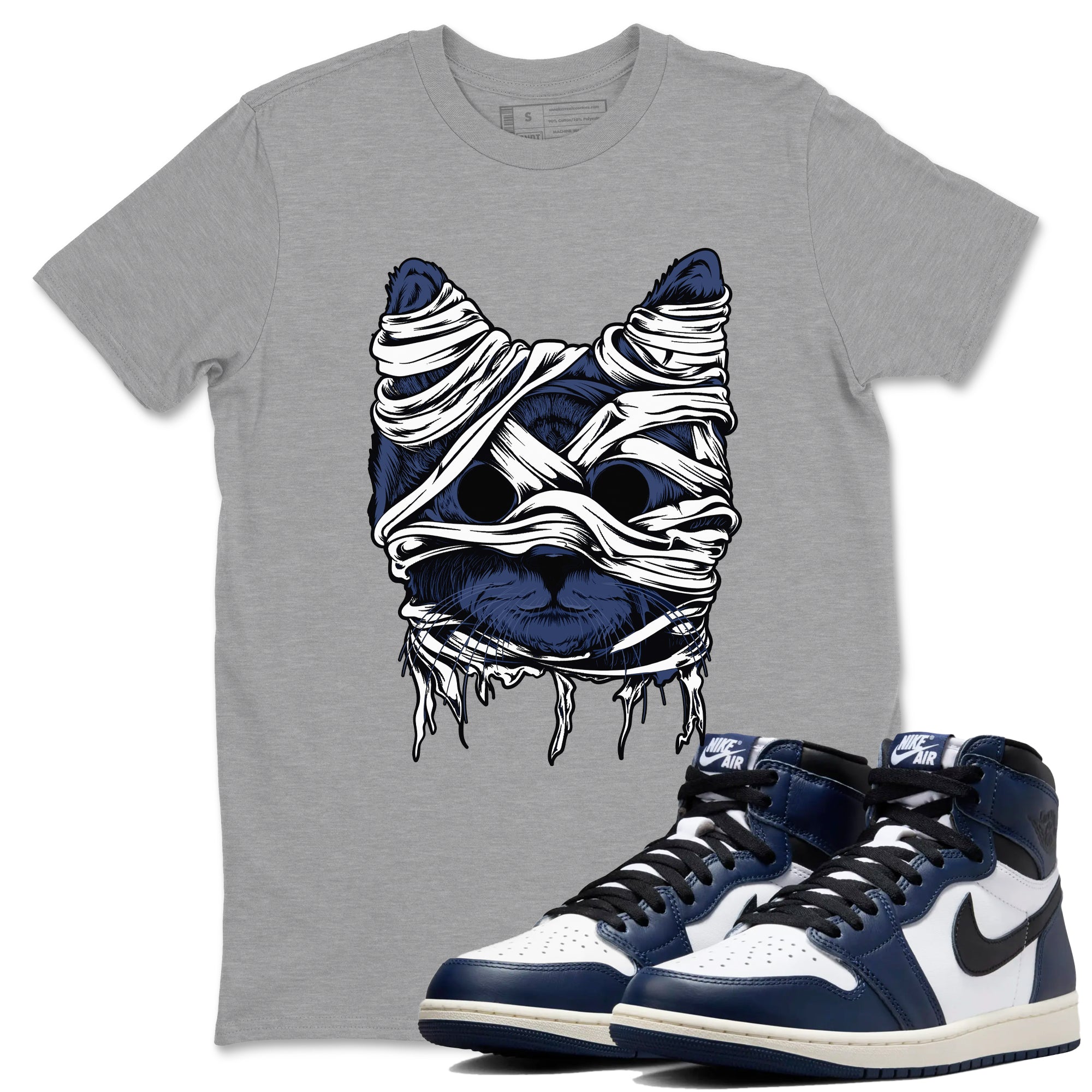 Cat Mummy snkmatch Tees - Air Jordan 1 Midnight Navy