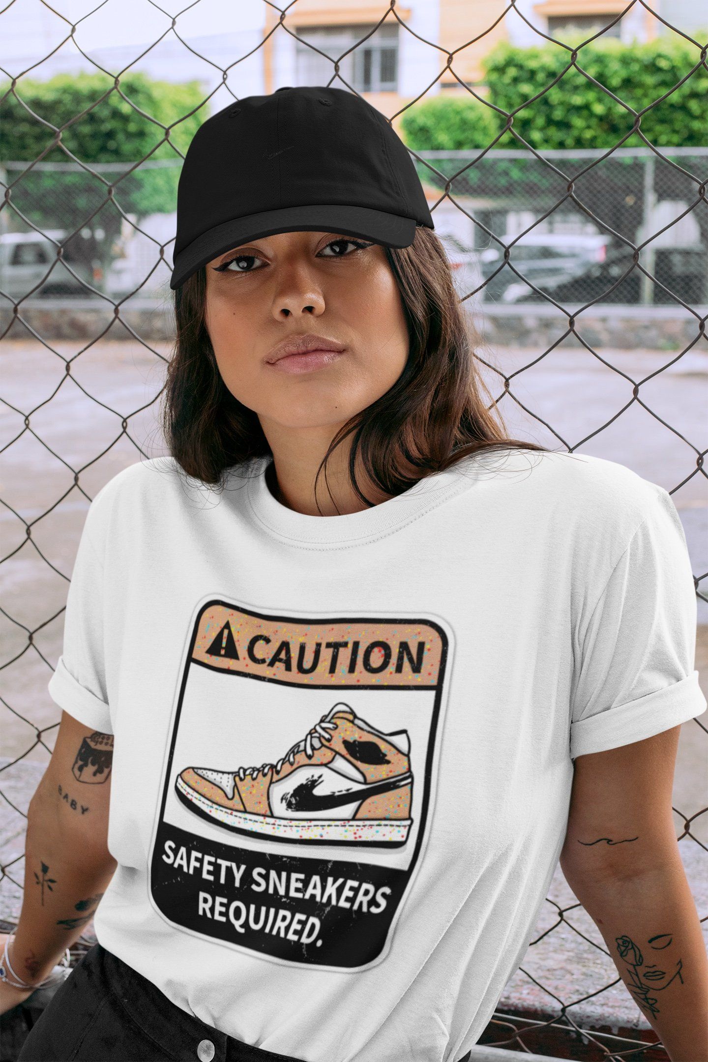 Caution Unisex Tops - Air Jordan 1 Brushstroke