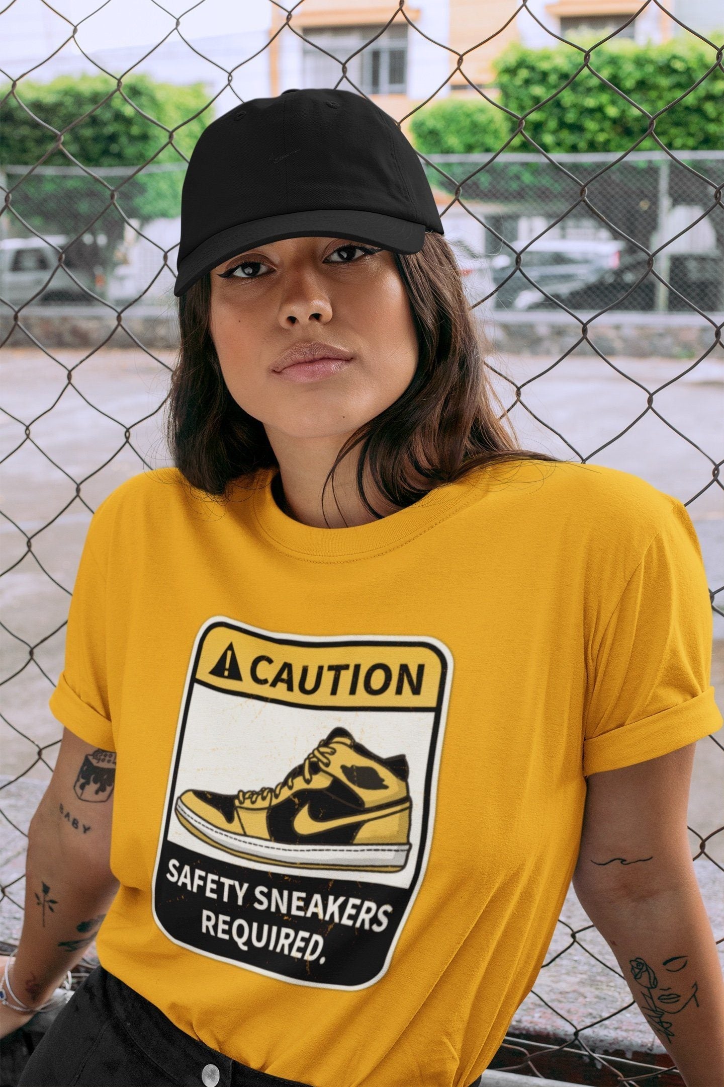 Caution Unisex Tops - Air Jordan 1 Pollen