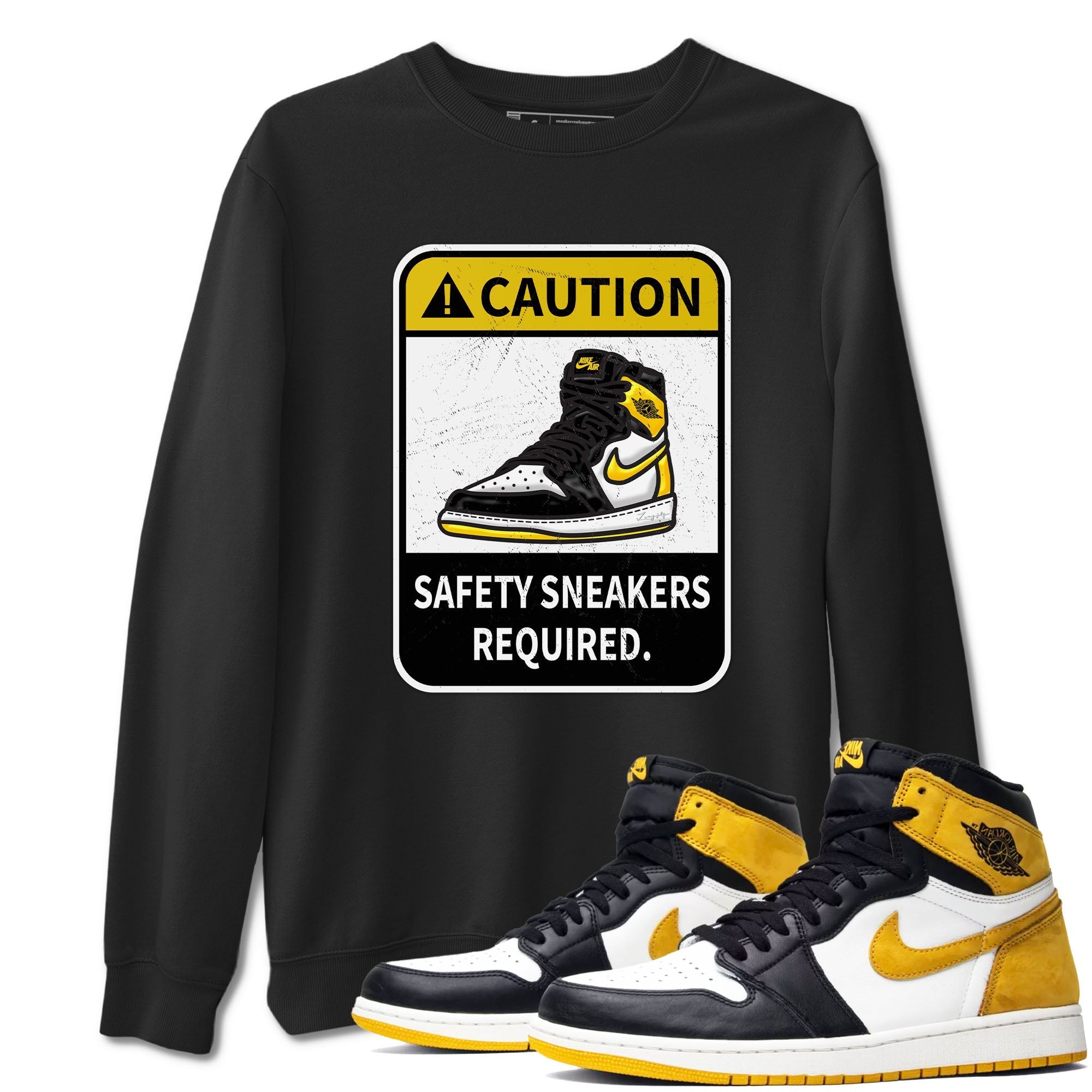 Caution snkmatch Tees - Air Jordan 1 Yellow Ochre
