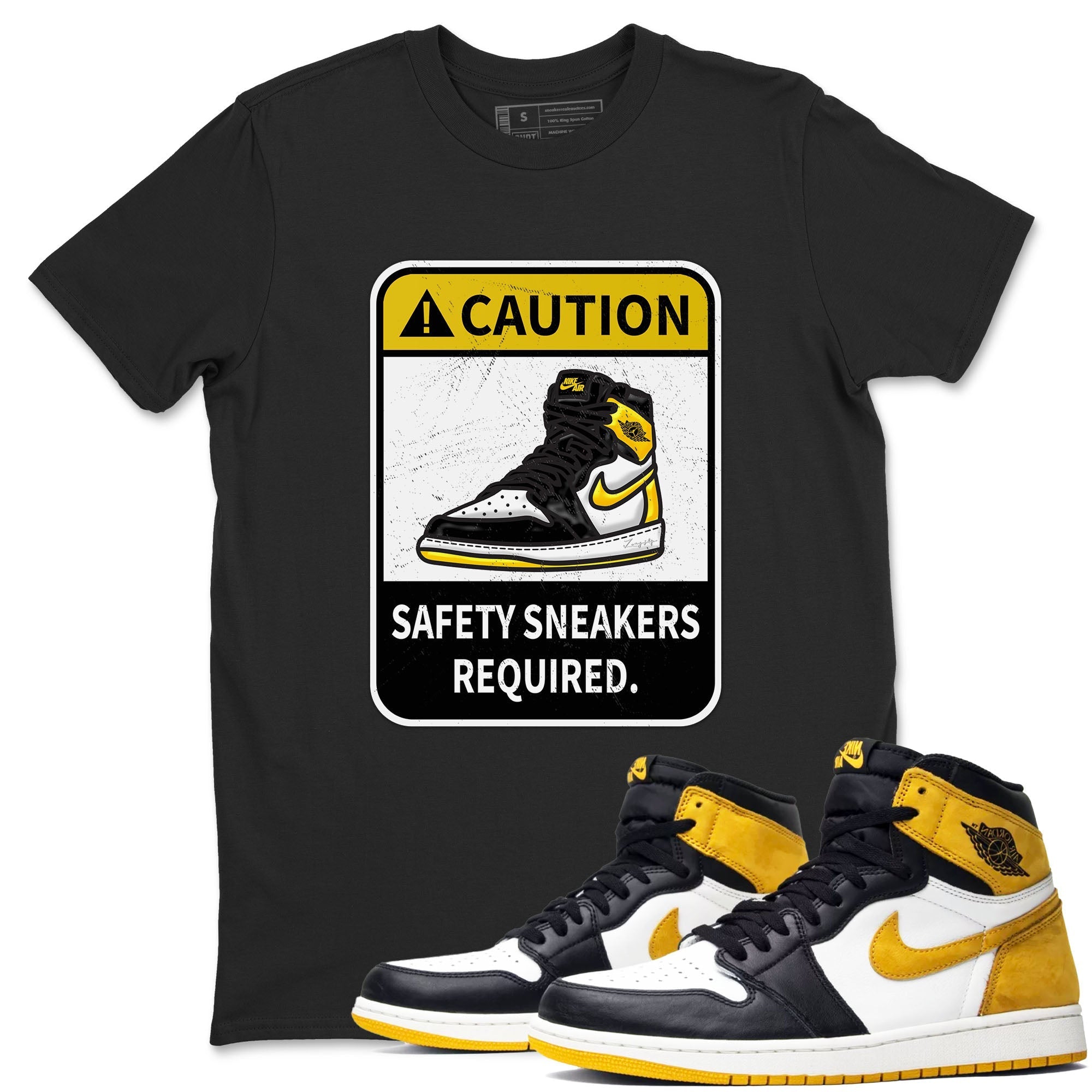 Caution snkmatch Tees - Air Jordan 1 Yellow Ochre