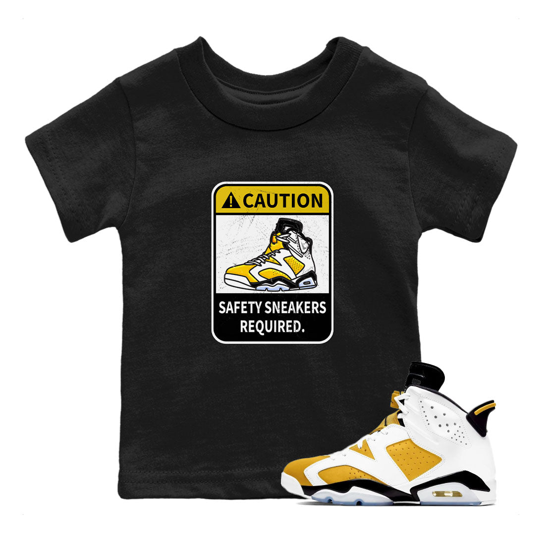 Caution snkmatch Tees Kids - Air Jordan 6 Yellow Ochre