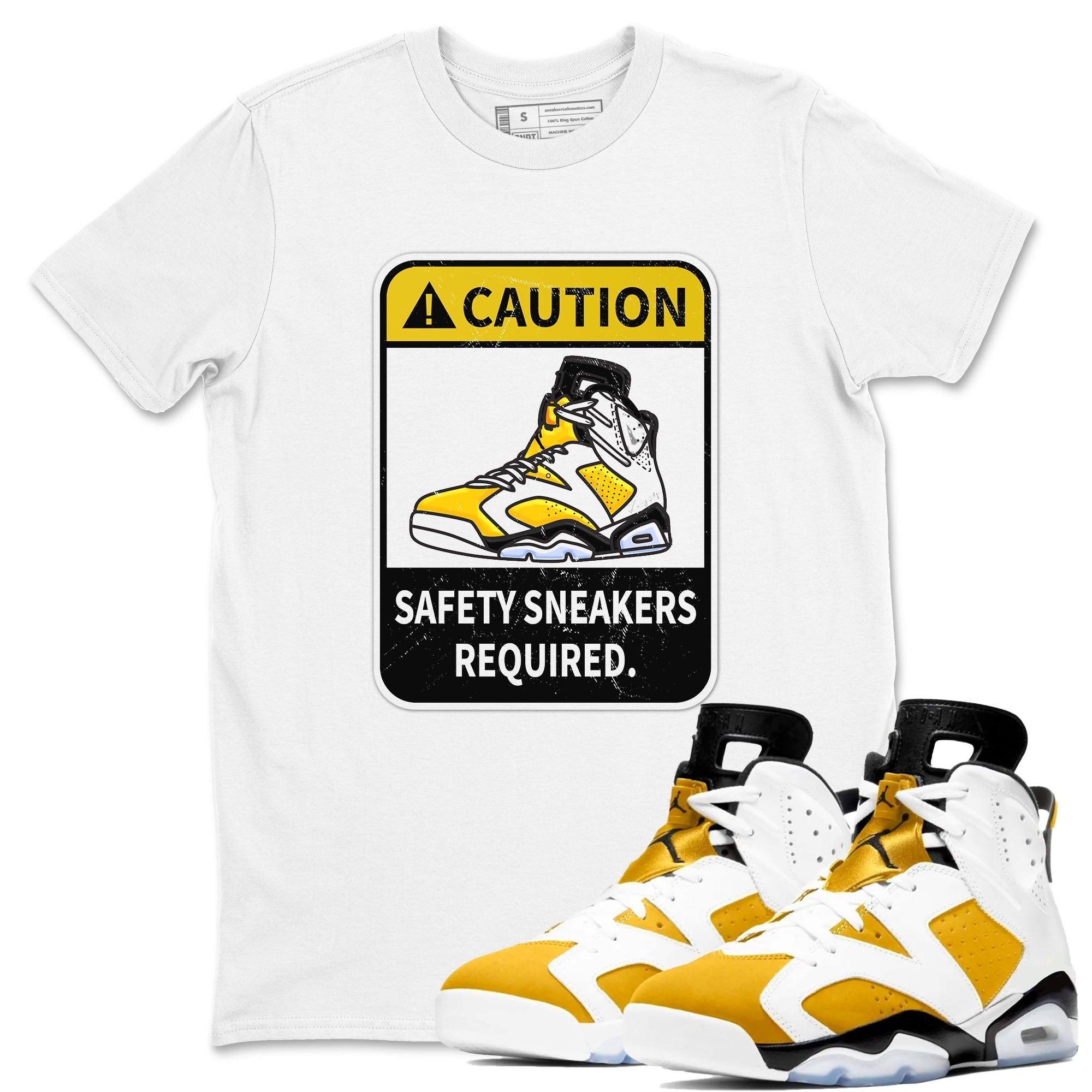 Caution snkmatch Tees - Air Jordan 6 Yellow Ochre